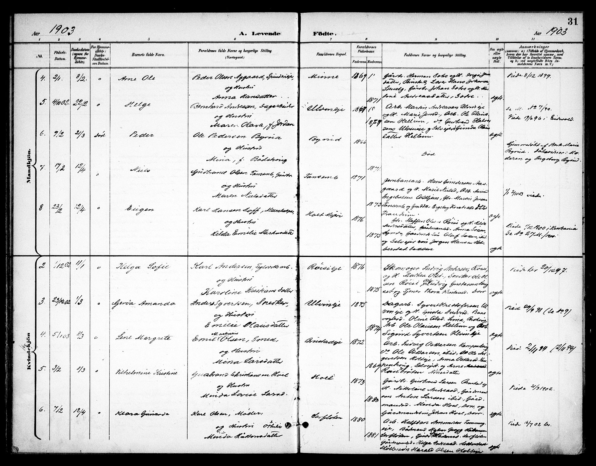 Eidsvoll prestekontor Kirkebøker, AV/SAO-A-10888/F/Fb/L0003: Parish register (official) no. II 3, 1898-1909, p. 31