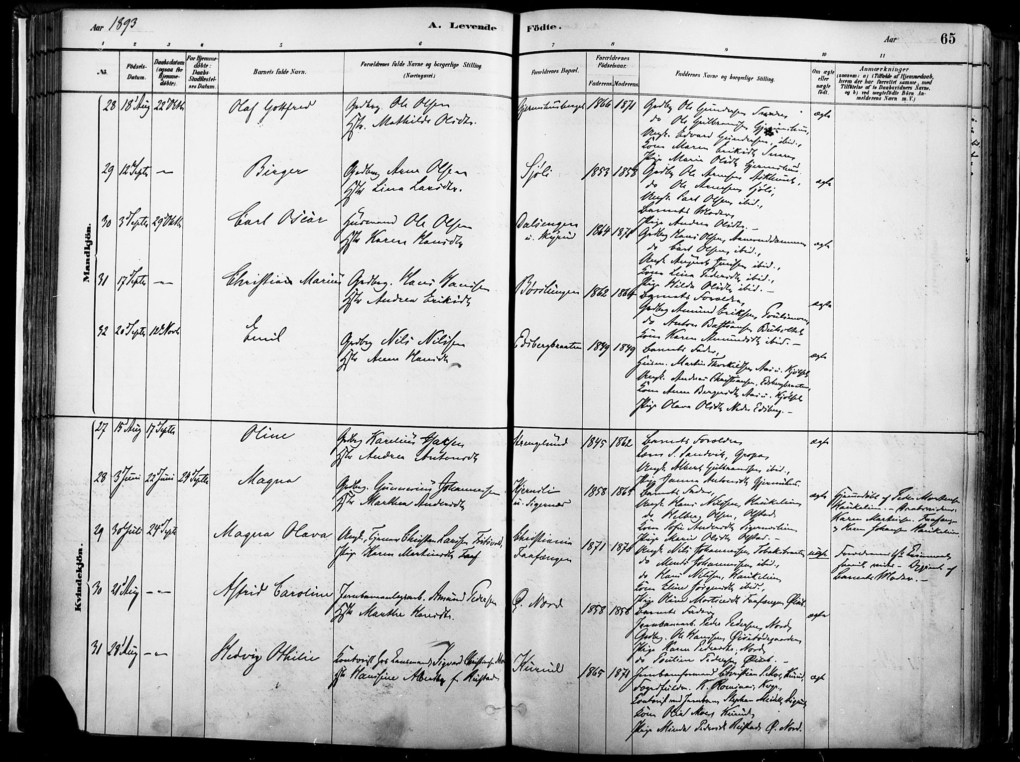 Vinger prestekontor, AV/SAH-PREST-024/H/Ha/Haa/L0014: Parish register (official) no. 14, 1881-1900, p. 65