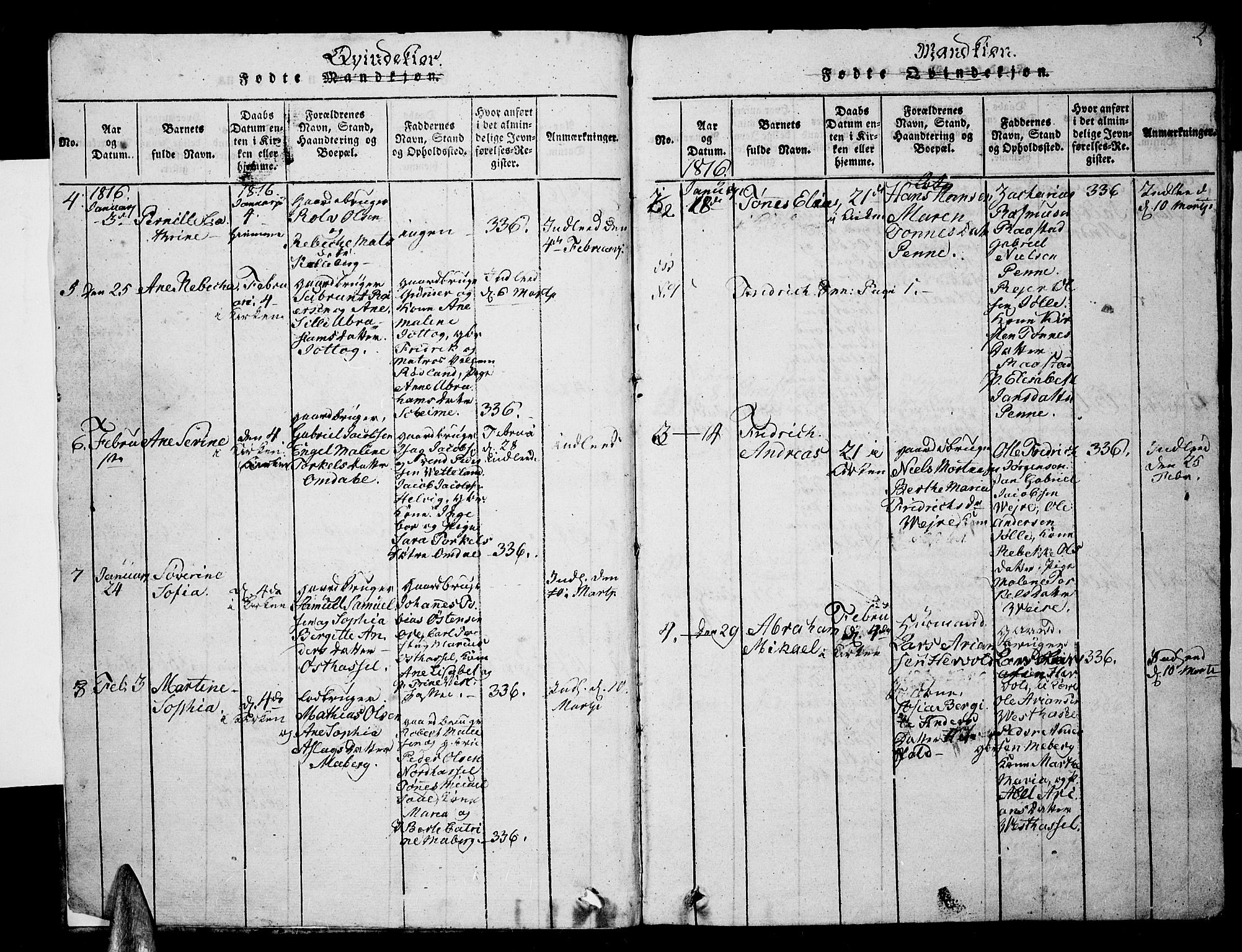 Lista sokneprestkontor, SAK/1111-0027/F/Fb/L0001: Parish register (copy) no. B 1, 1816-1832, p. 2