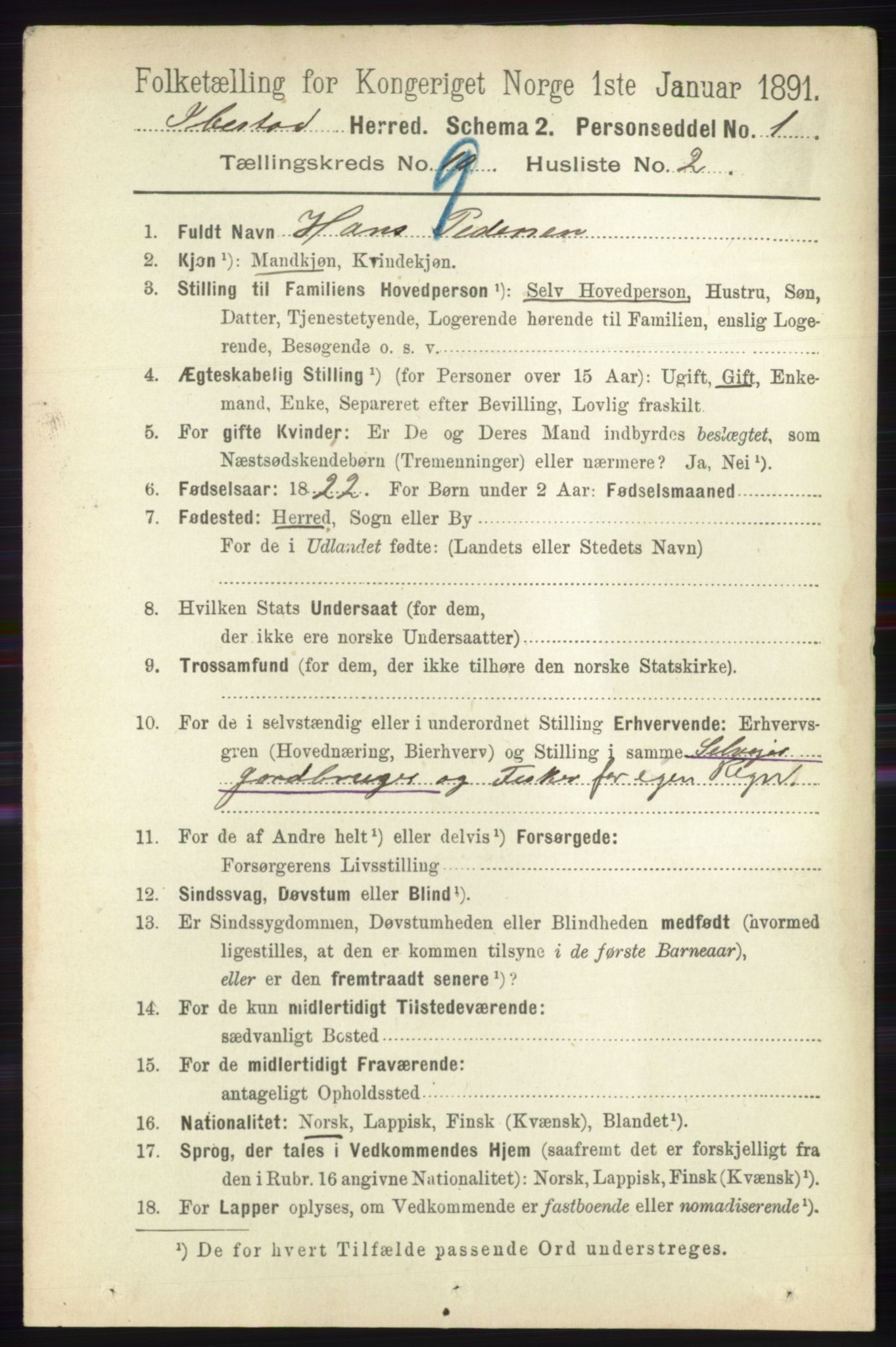 RA, 1891 census for 1917 Ibestad, 1891, p. 5980