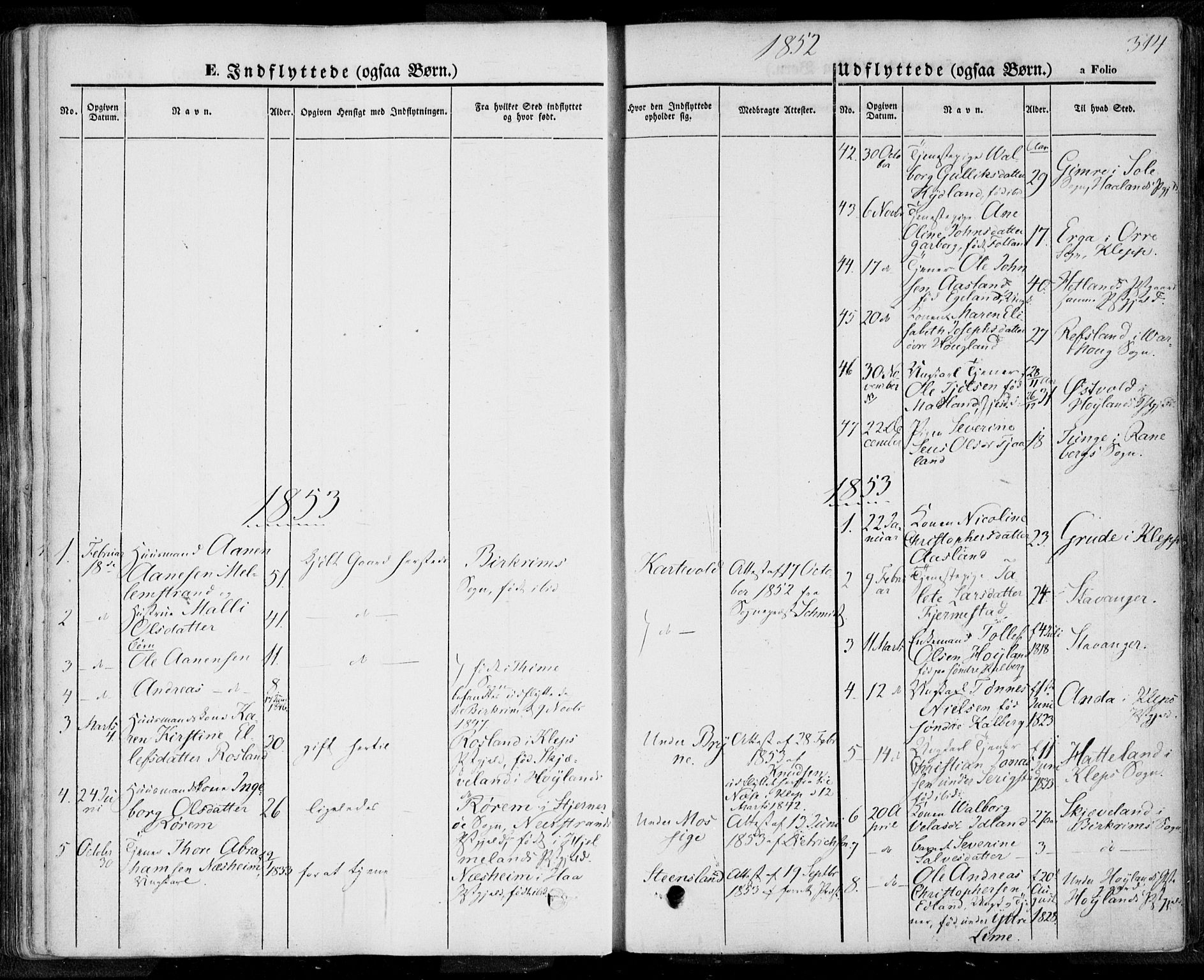 Lye sokneprestkontor, AV/SAST-A-101794/001/30BA/L0006: Parish register (official) no. A 5.2, 1842-1855, p. 314