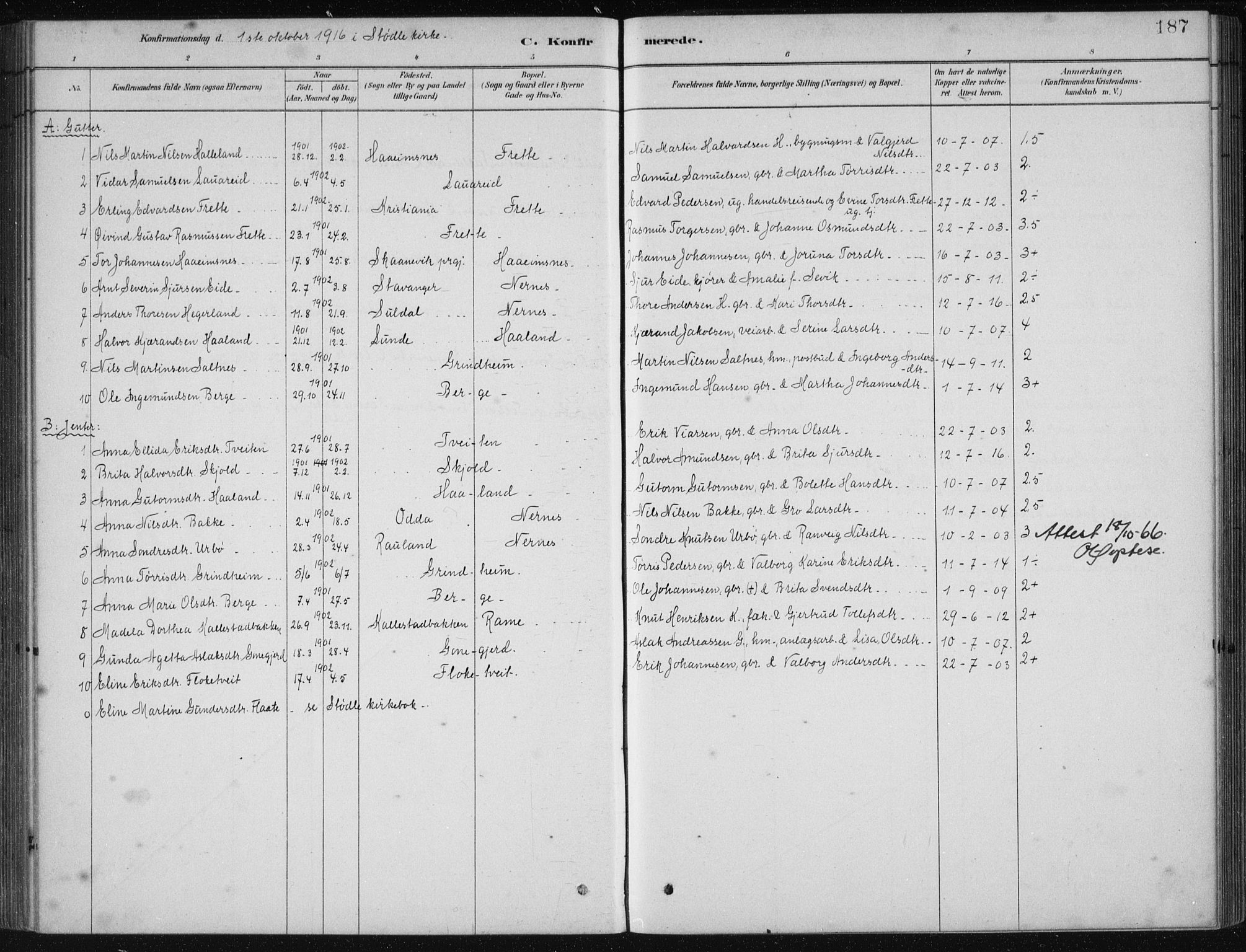 Etne sokneprestembete, SAB/A-75001/H/Haa: Parish register (official) no. D  1, 1879-1919, p. 187