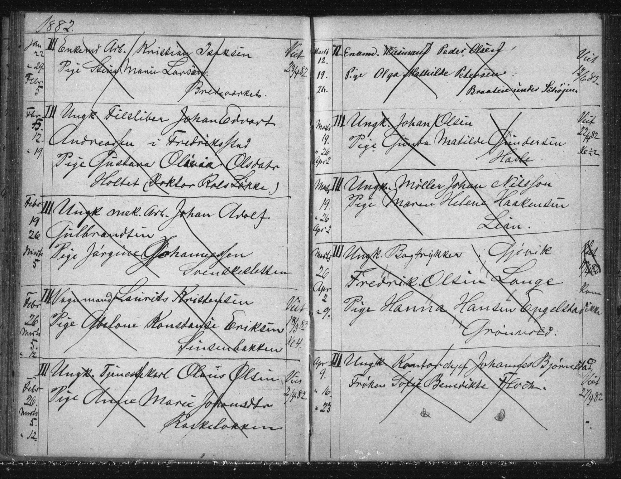 Østre Aker prestekontor Kirkebøker, SAO/A-10840/H/Ha/L0005: Banns register no. I 5, 1879-1899