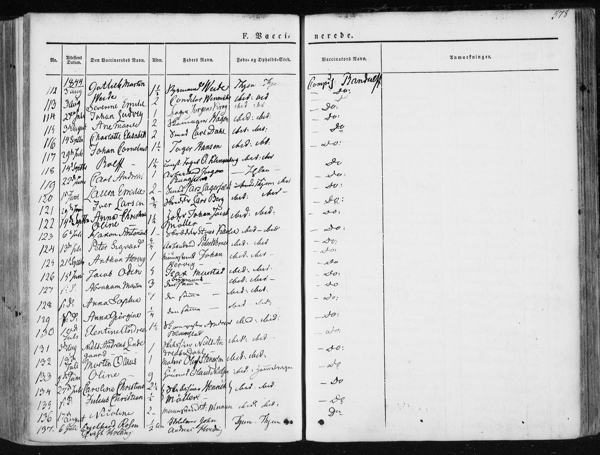 Ministerialprotokoller, klokkerbøker og fødselsregistre - Sør-Trøndelag, SAT/A-1456/601/L0049: Parish register (official) no. 601A17, 1839-1847, p. 578
