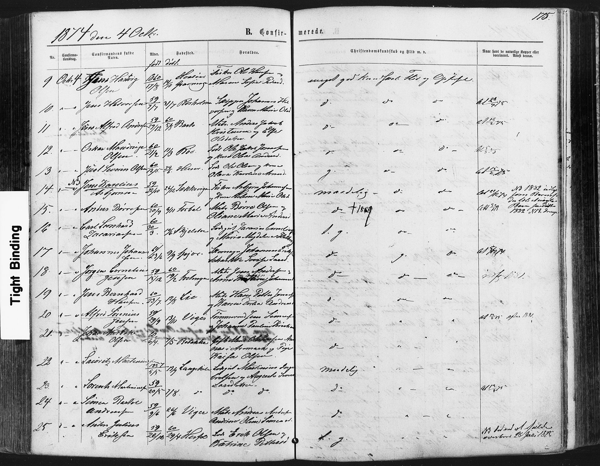 Hvaler prestekontor Kirkebøker, SAO/A-2001/F/Fa/L0007: Parish register (official) no. I 7, 1864-1878, p. 175