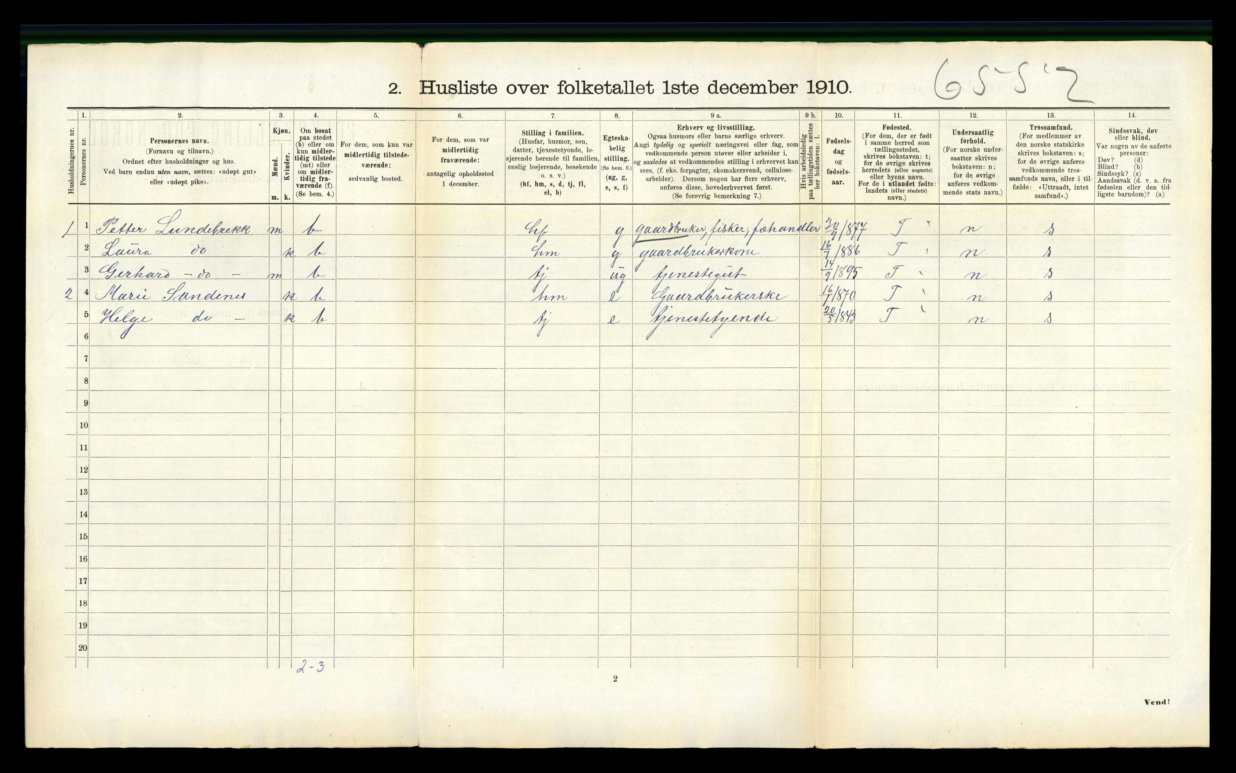 RA, 1910 census for Selje, 1910, p. 229