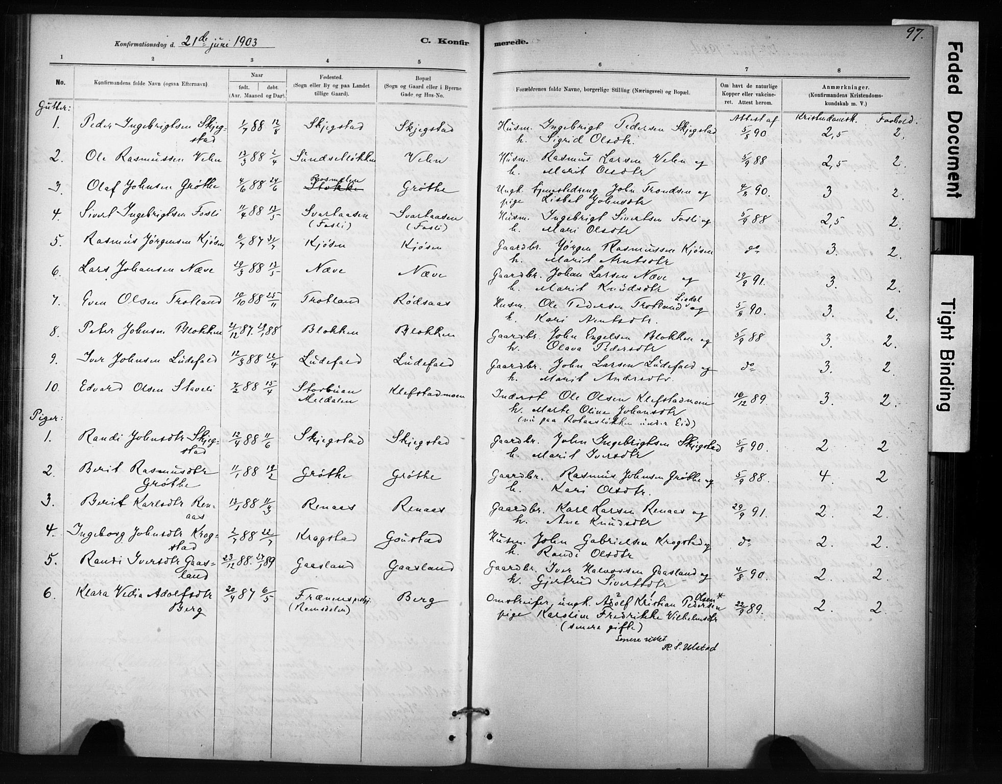 Ministerialprotokoller, klokkerbøker og fødselsregistre - Sør-Trøndelag, SAT/A-1456/694/L1127: Parish register (official) no. 694A01, 1887-1905, p. 97