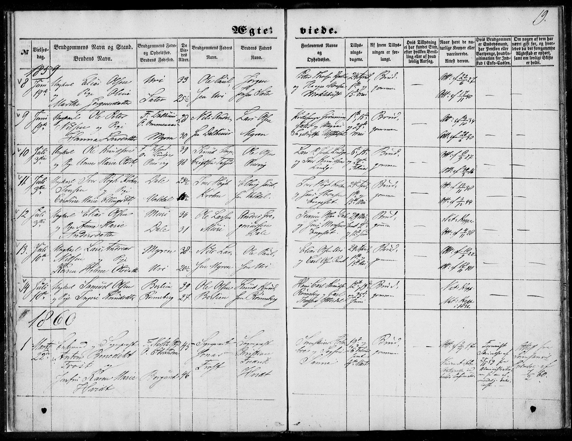 Ministerialprotokoller, klokkerbøker og fødselsregistre - Møre og Romsdal, SAT/A-1454/519/L0250: Parish register (official) no. 519A09, 1850-1868, p. 19