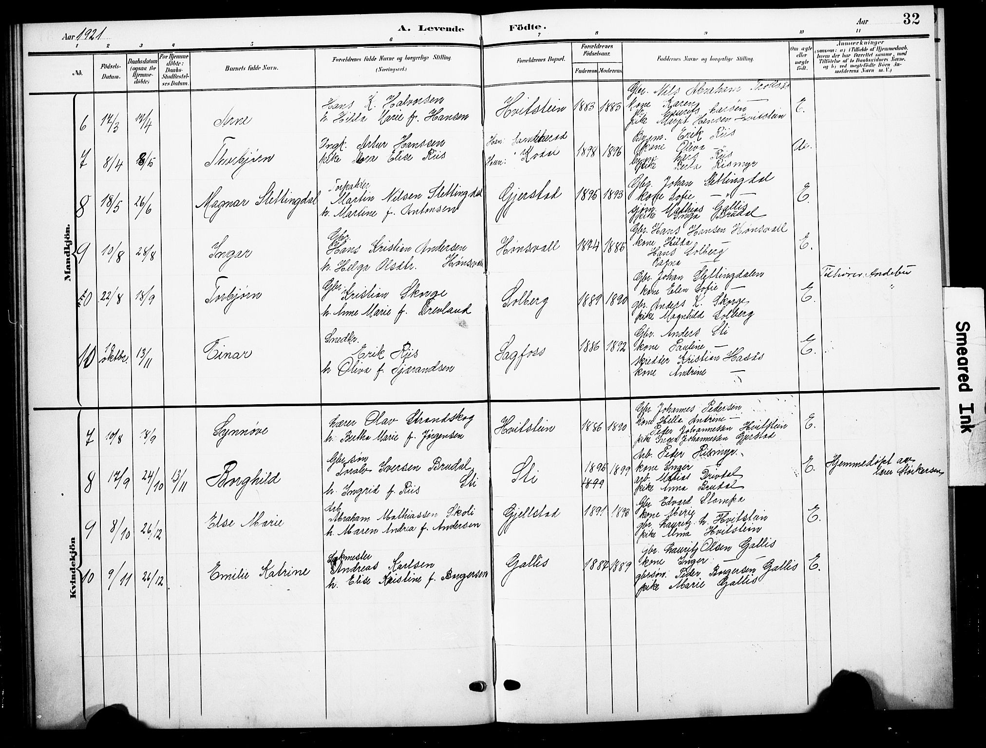 Andebu kirkebøker, AV/SAKO-A-336/G/Gc/L0001: Parish register (copy) no. III 1, 1901-1930, p. 32