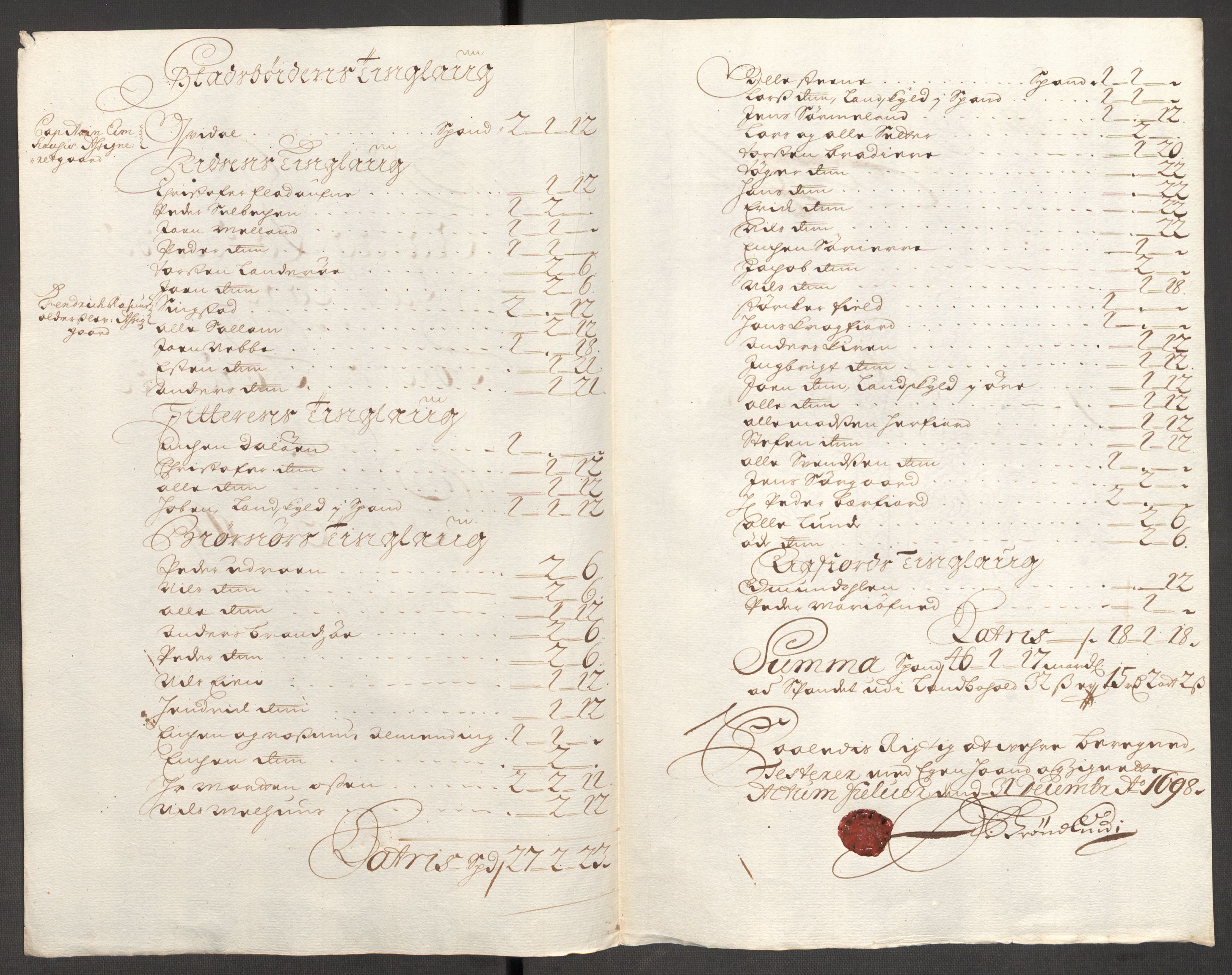 Rentekammeret inntil 1814, Reviderte regnskaper, Fogderegnskap, RA/EA-4092/R57/L3853: Fogderegnskap Fosen, 1698-1699, p. 48