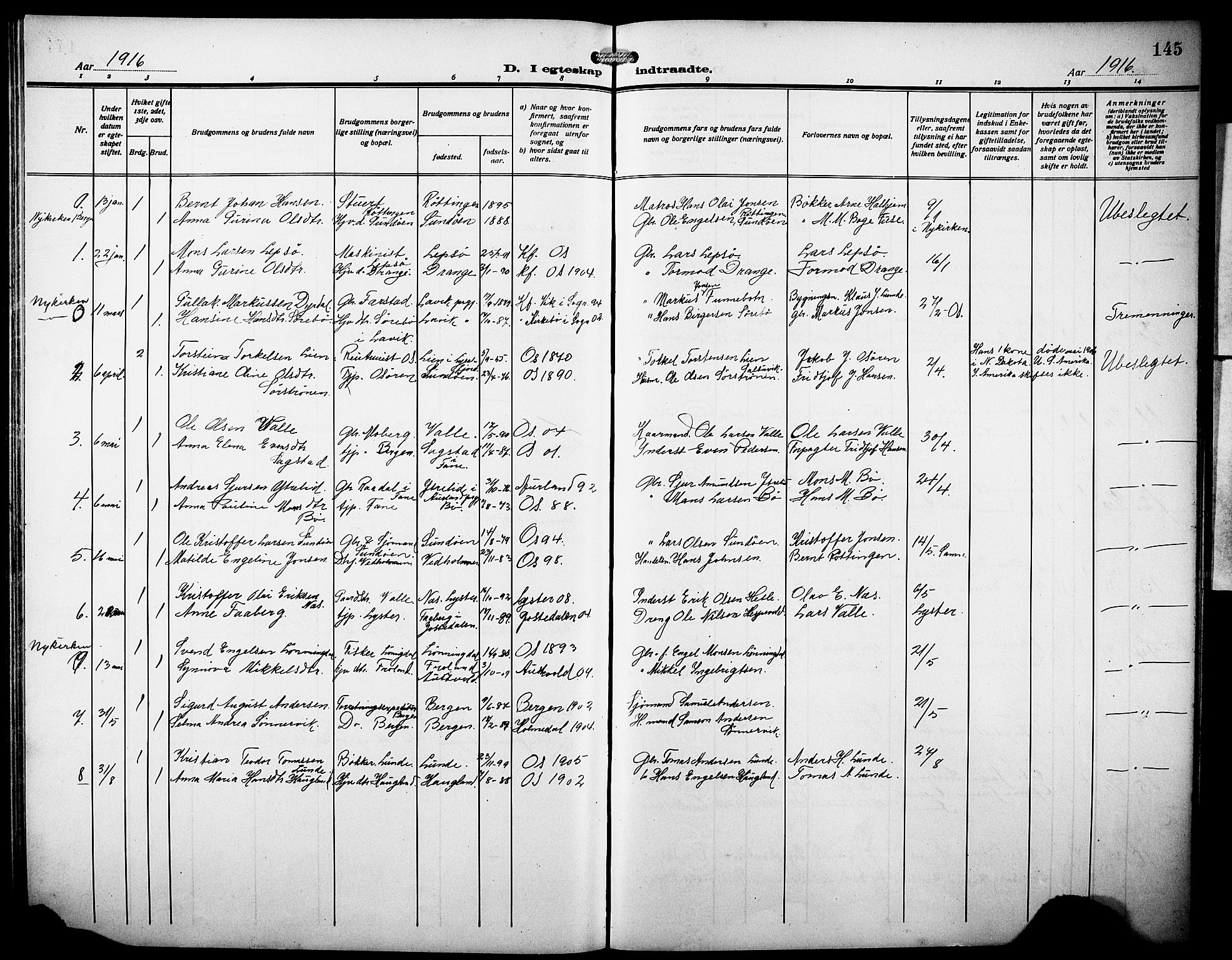 Os sokneprestembete, SAB/A-99929: Parish register (copy) no. A 4, 1914-1923, p. 145