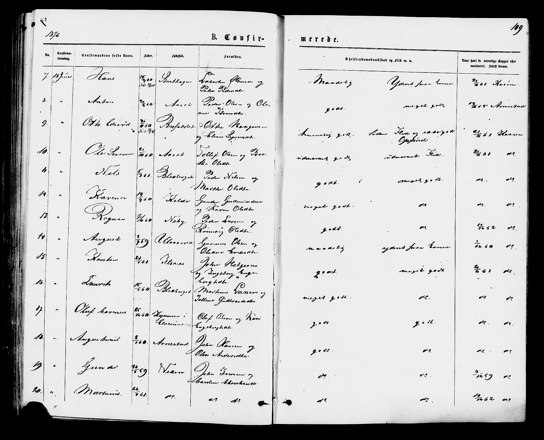 Åmot prestekontor, Hedmark, SAH/PREST-056/H/Ha/Haa/L0009: Parish register (official) no. 9, 1875-1883, p. 109