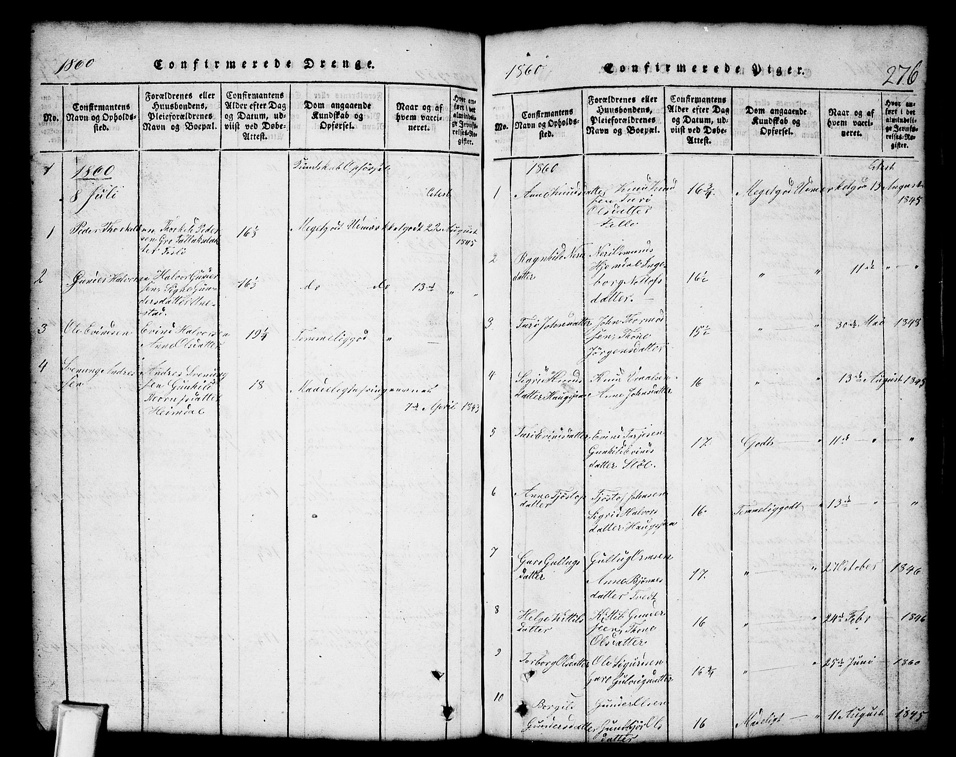 Nissedal kirkebøker, SAKO/A-288/G/Gb/L0001: Parish register (copy) no. II 1, 1814-1862, p. 276