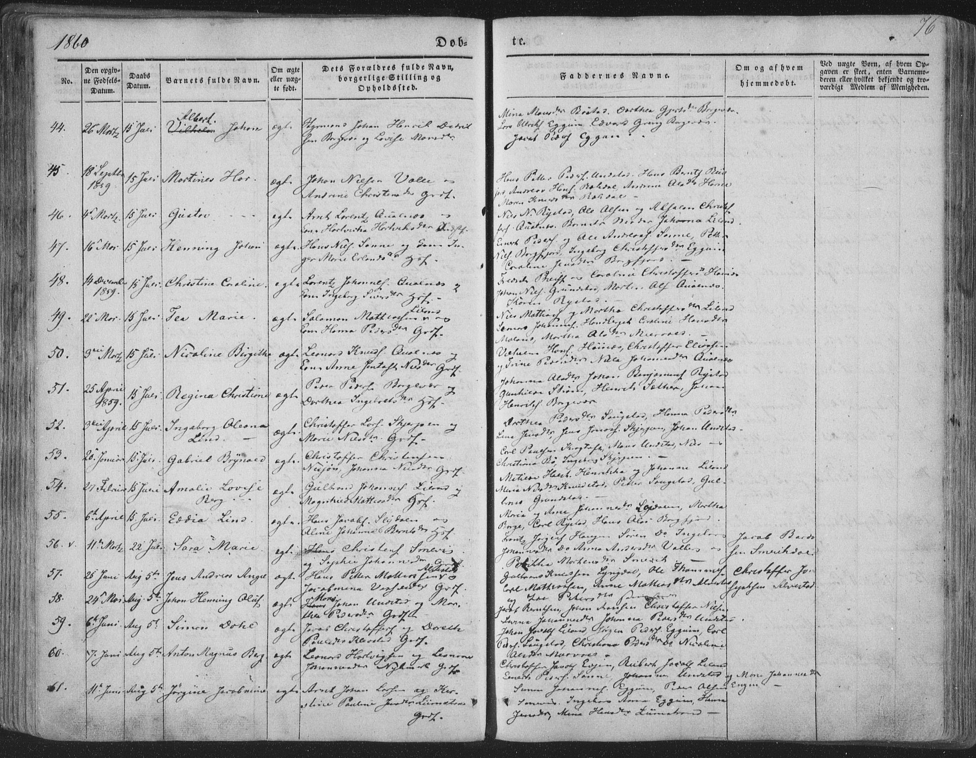 Ministerialprotokoller, klokkerbøker og fødselsregistre - Nordland, SAT/A-1459/880/L1131: Parish register (official) no. 880A05, 1844-1868, p. 76