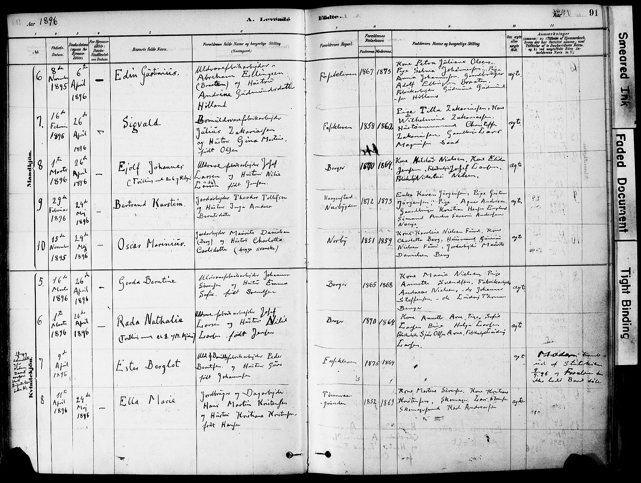 Strømm kirkebøker, AV/SAKO-A-322/F/Fa/L0004: Parish register (official) no. I 4, 1878-1899, p. 91