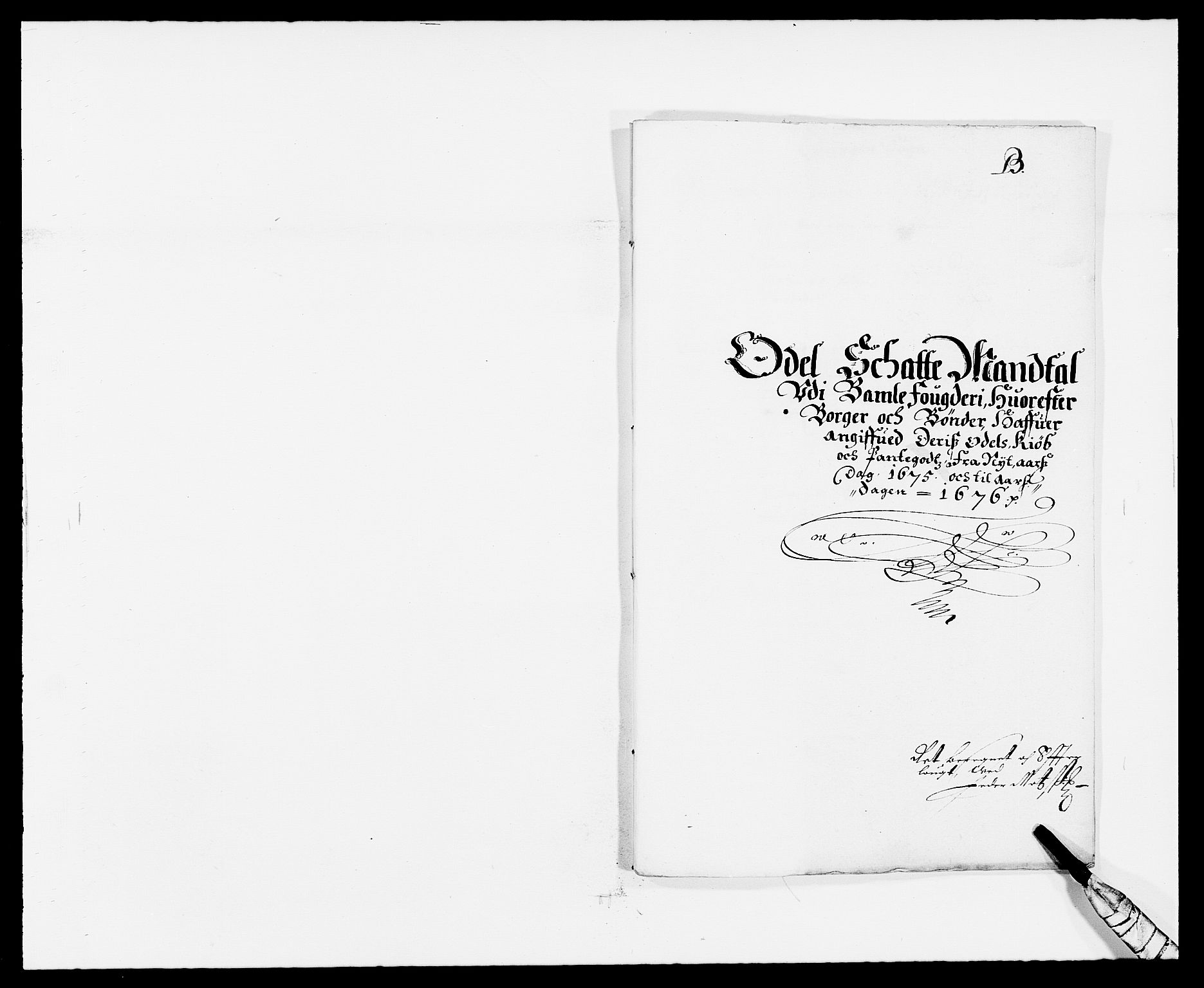 Rentekammeret inntil 1814, Reviderte regnskaper, Fogderegnskap, RA/EA-4092/R34/L2042: Fogderegnskap Bamble, 1673-1675, p. 327