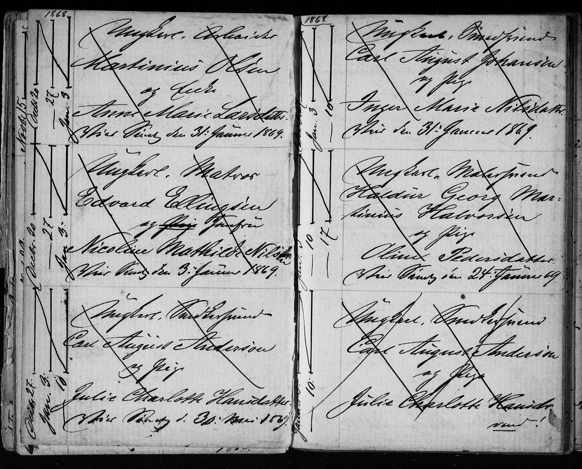 Bragernes kirkebøker, SAKO/A-6/H/Ha/L0005: Banns register no. 5, 1866-1872