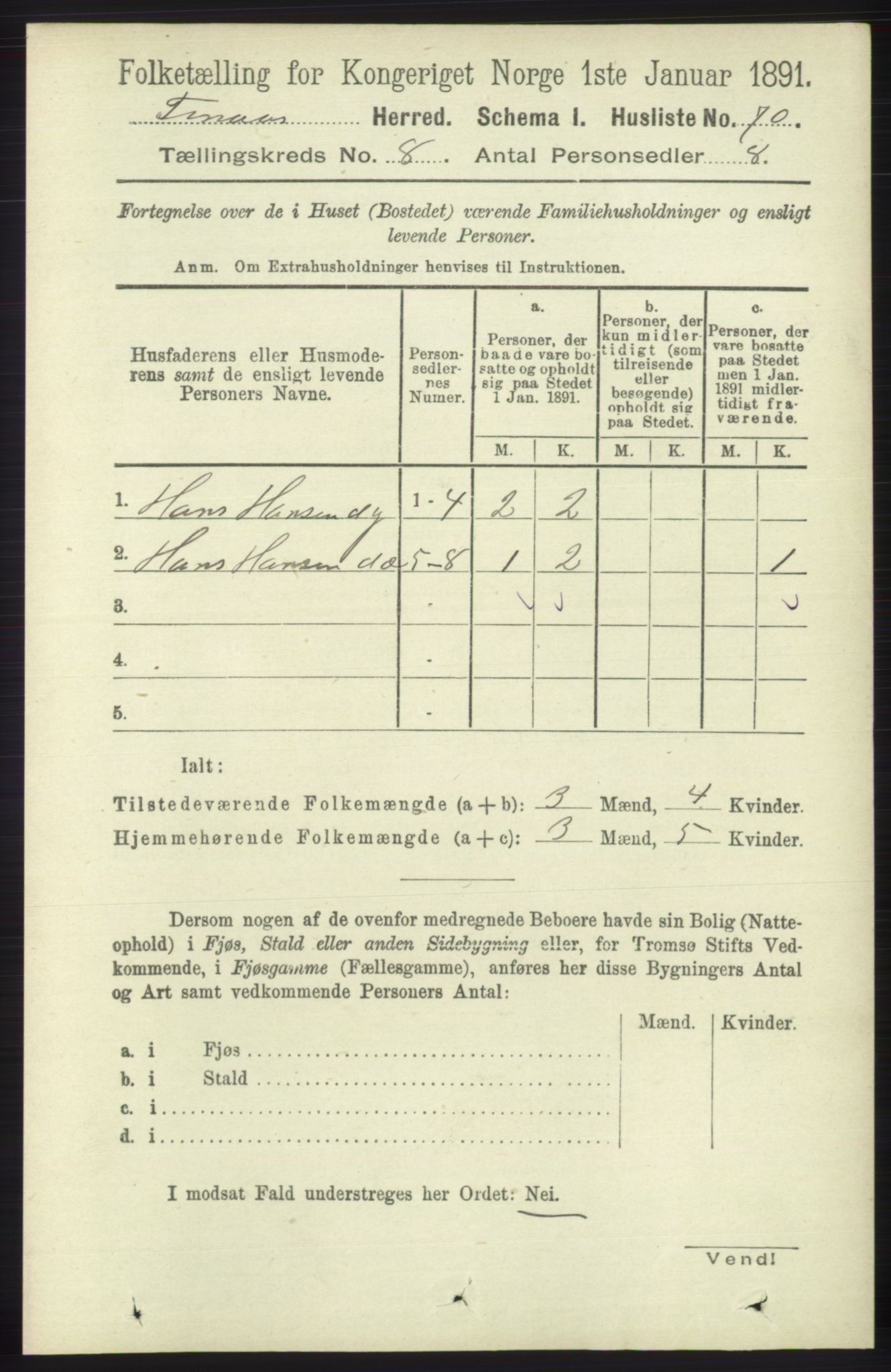 RA, 1891 census for 1218 Finnås, 1891, p. 3364