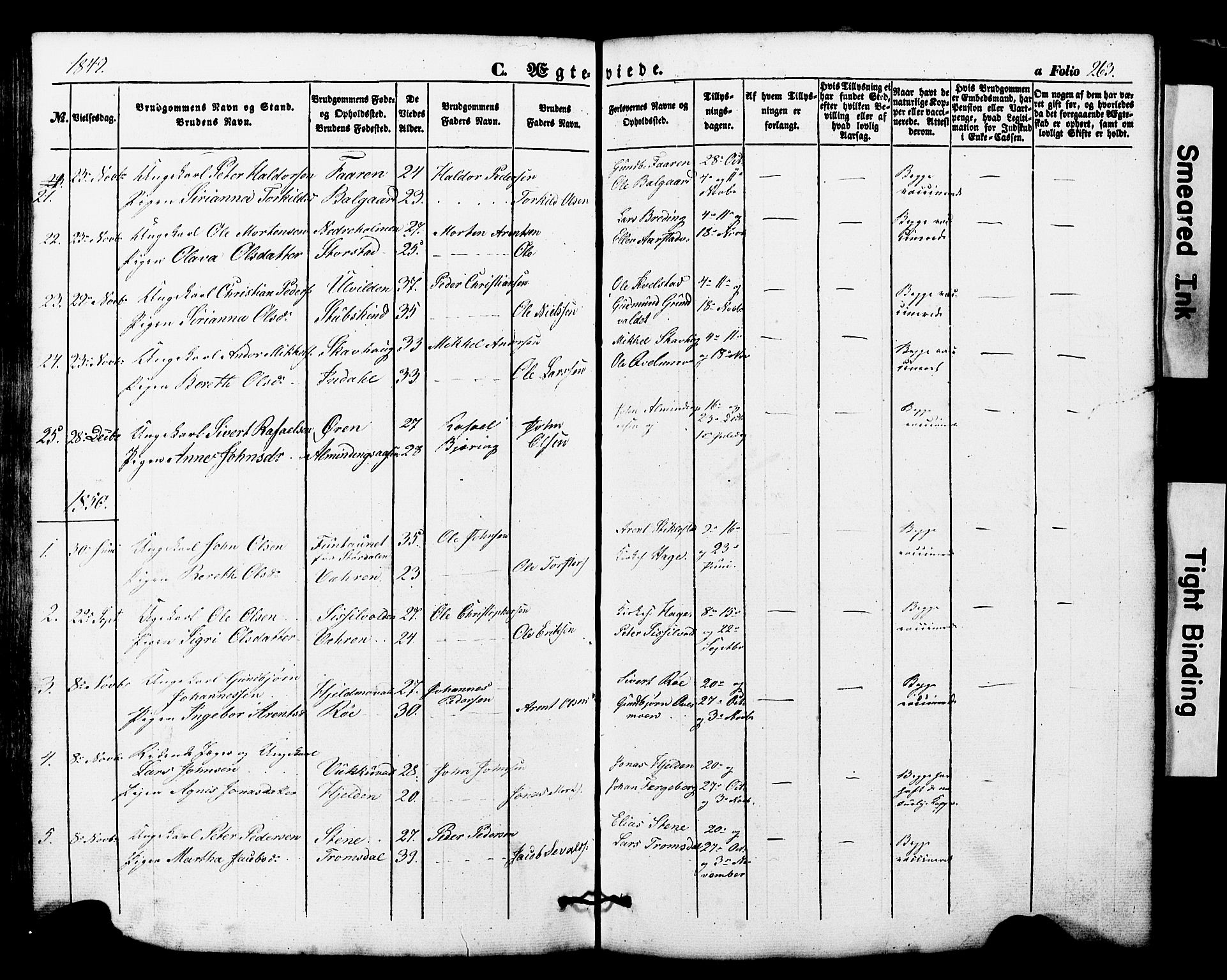Ministerialprotokoller, klokkerbøker og fødselsregistre - Nord-Trøndelag, SAT/A-1458/724/L0268: Parish register (copy) no. 724C04, 1846-1878, p. 263