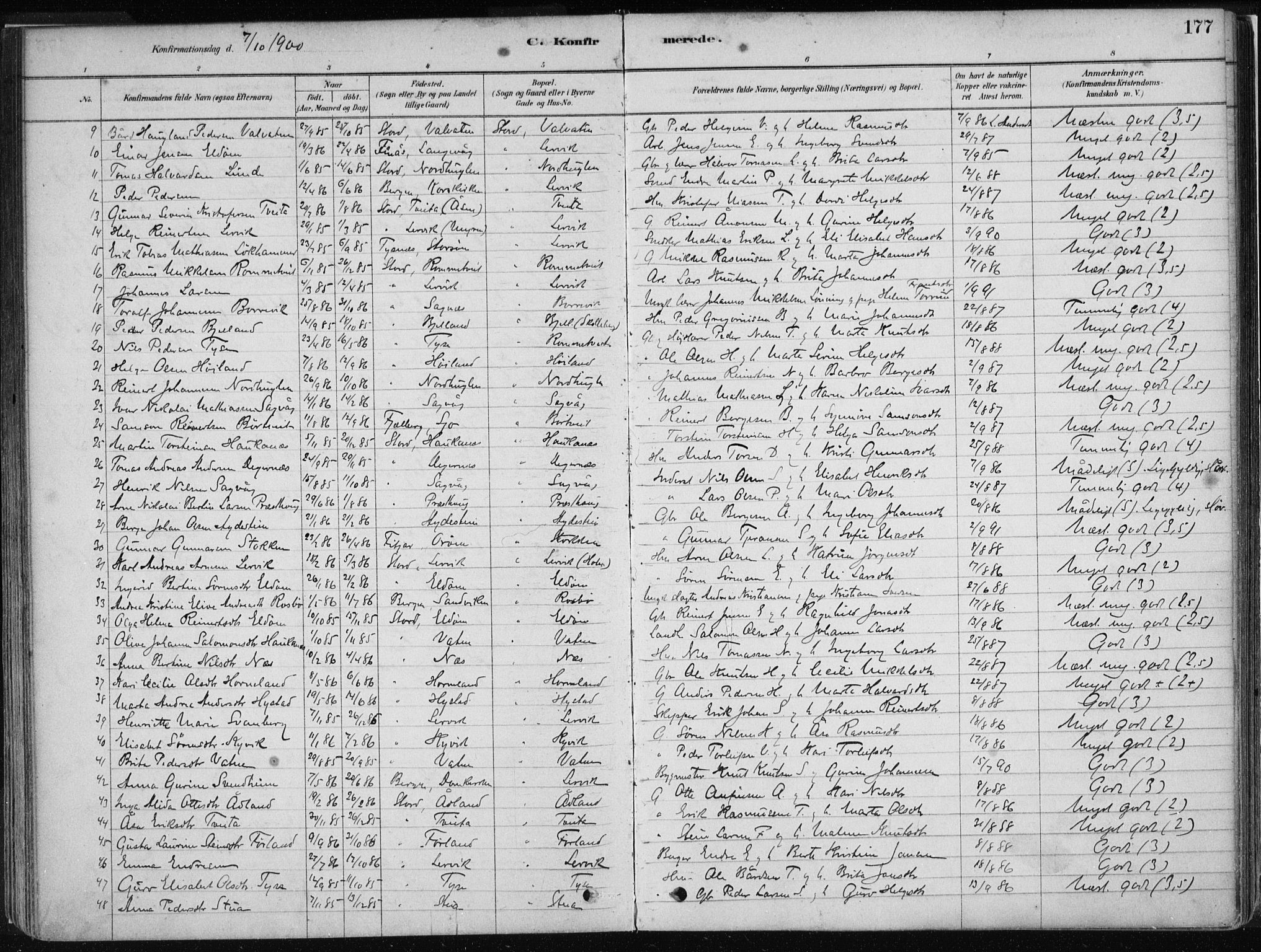 Stord sokneprestembete, SAB/A-78201/H/Haa: Parish register (official) no. B 2, 1878-1913, p. 177