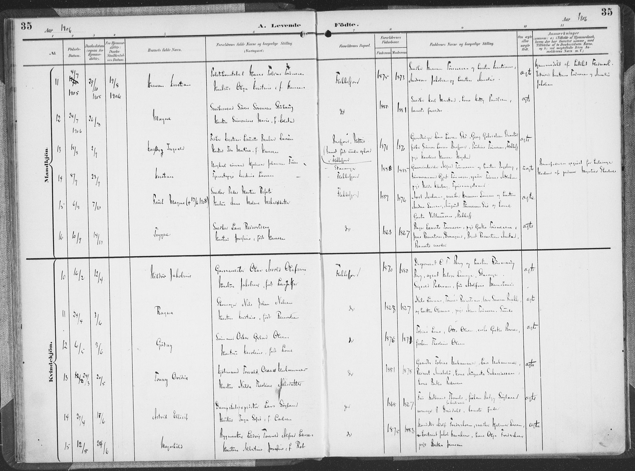 Flekkefjord sokneprestkontor, AV/SAK-1111-0012/F/Fa/Faa/L0002: Parish register (official) no. A 2, 1900-1912, p. 35