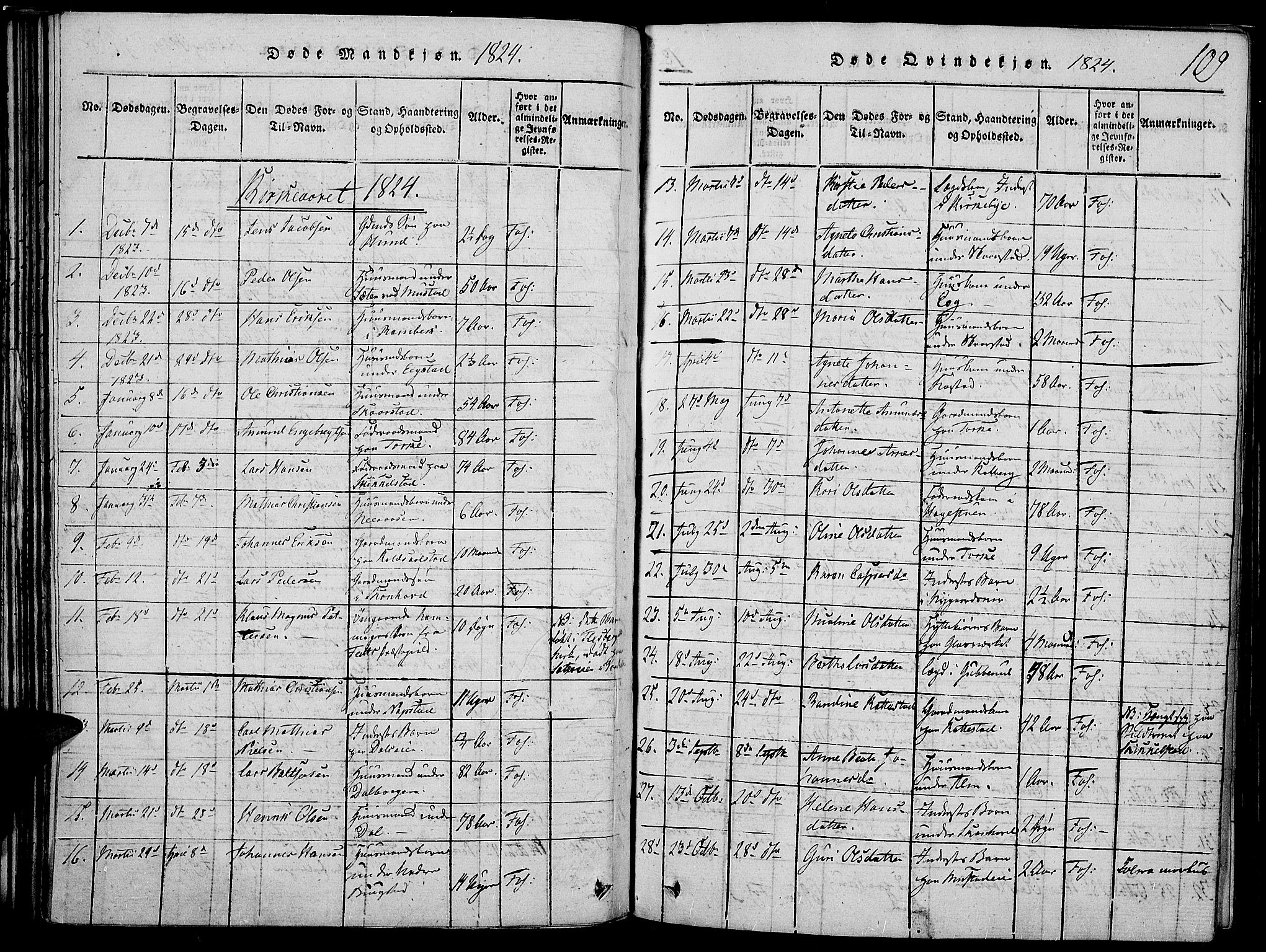Vardal prestekontor, SAH/PREST-100/H/Ha/Haa/L0004: Parish register (official) no. 4, 1814-1831, p. 109