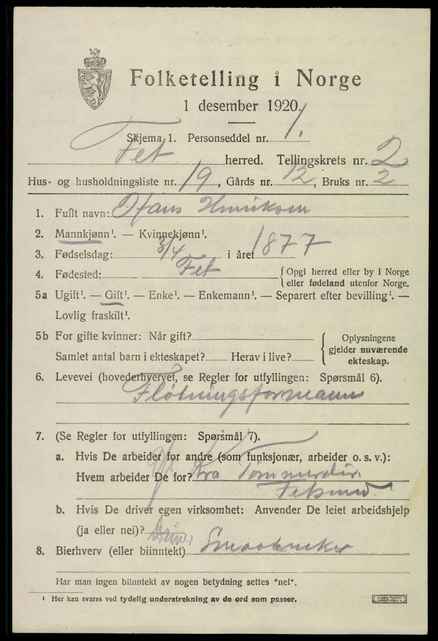 SAO, 1920 census for Fet, 1920, p. 2934