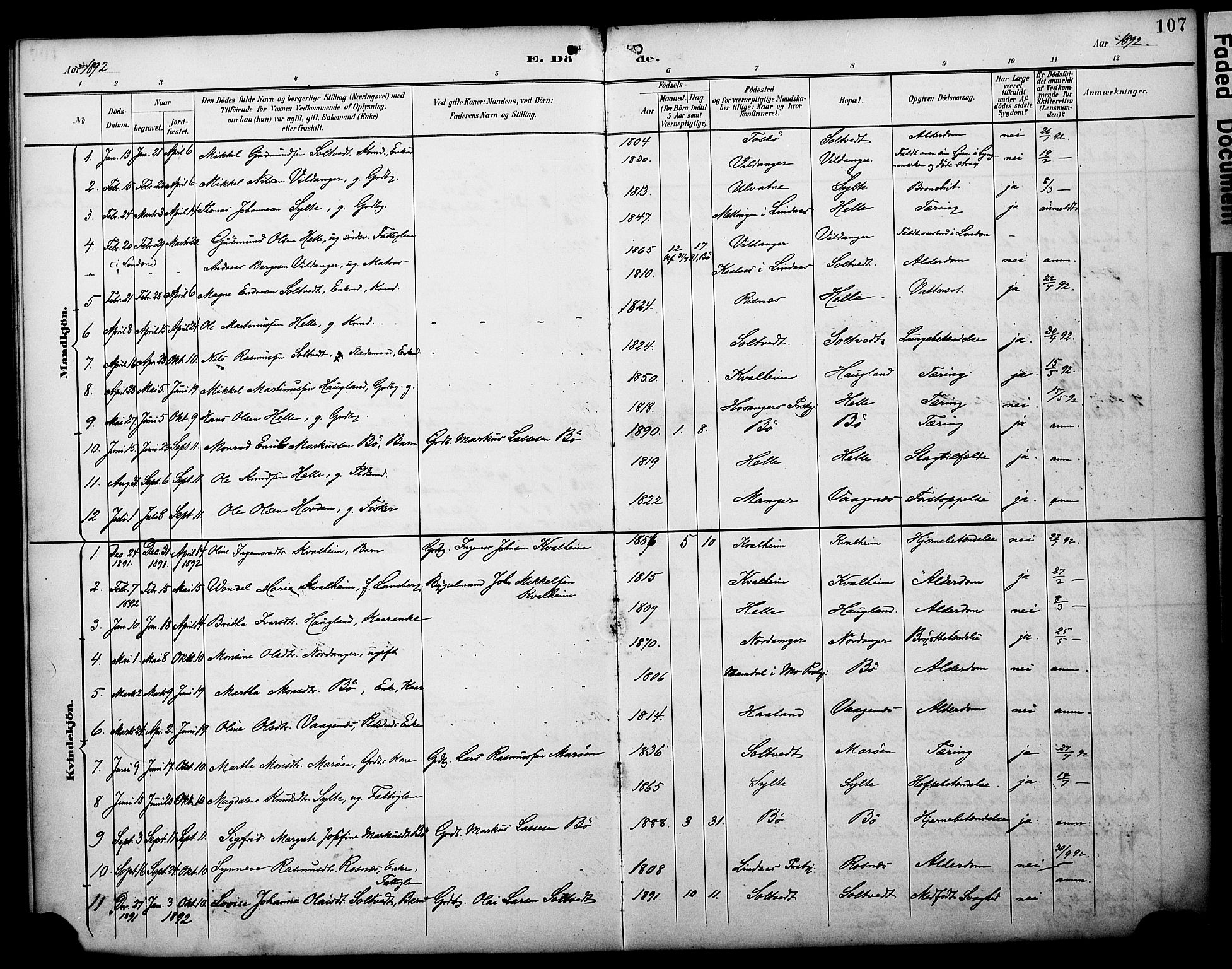 Manger sokneprestembete, SAB/A-76801/H/Haa: Parish register (official) no. C 2, 1891-1902, p. 107