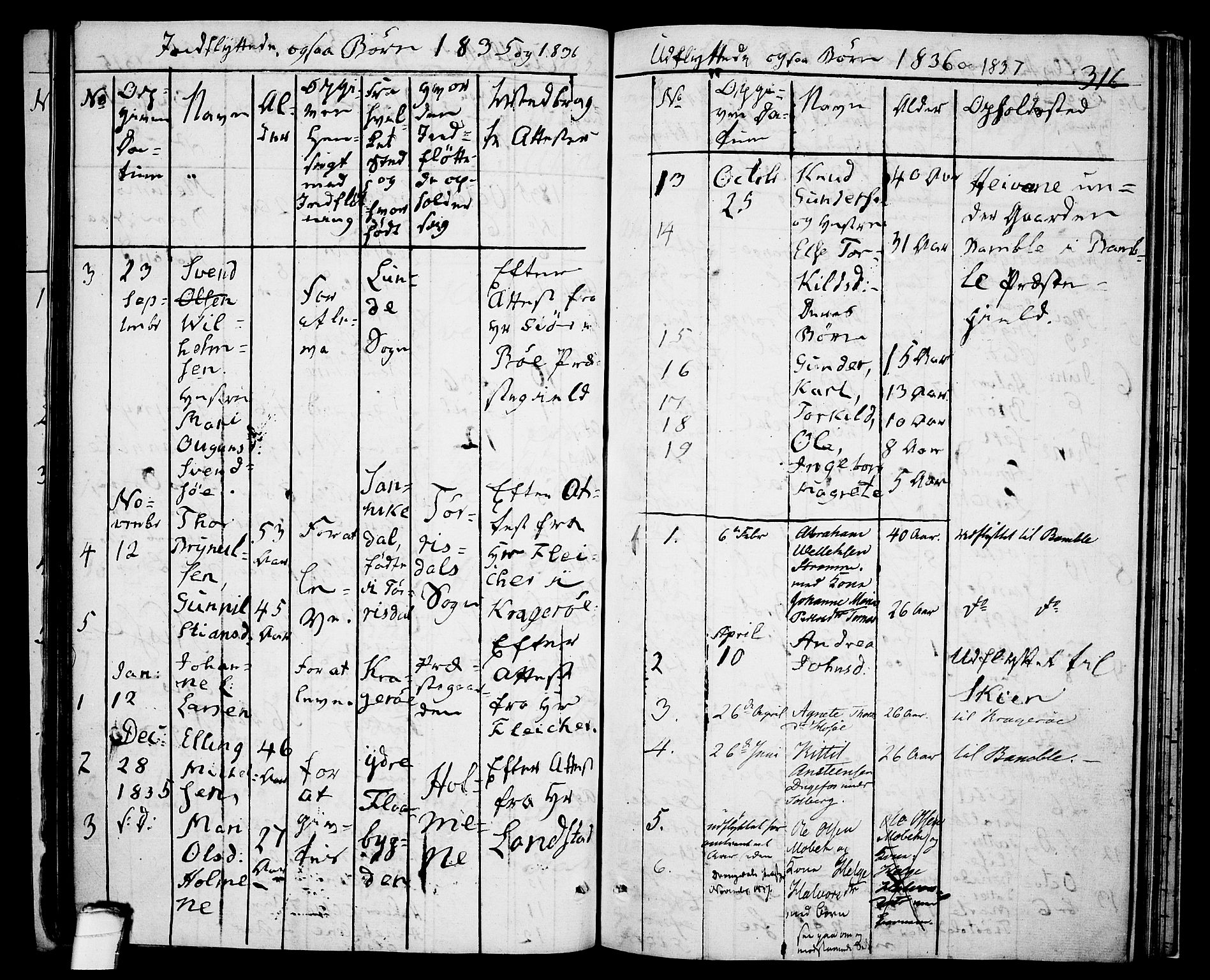 Drangedal kirkebøker, SAKO/A-258/F/Fa/L0006: Parish register (official) no. 6, 1831-1837, p. 316