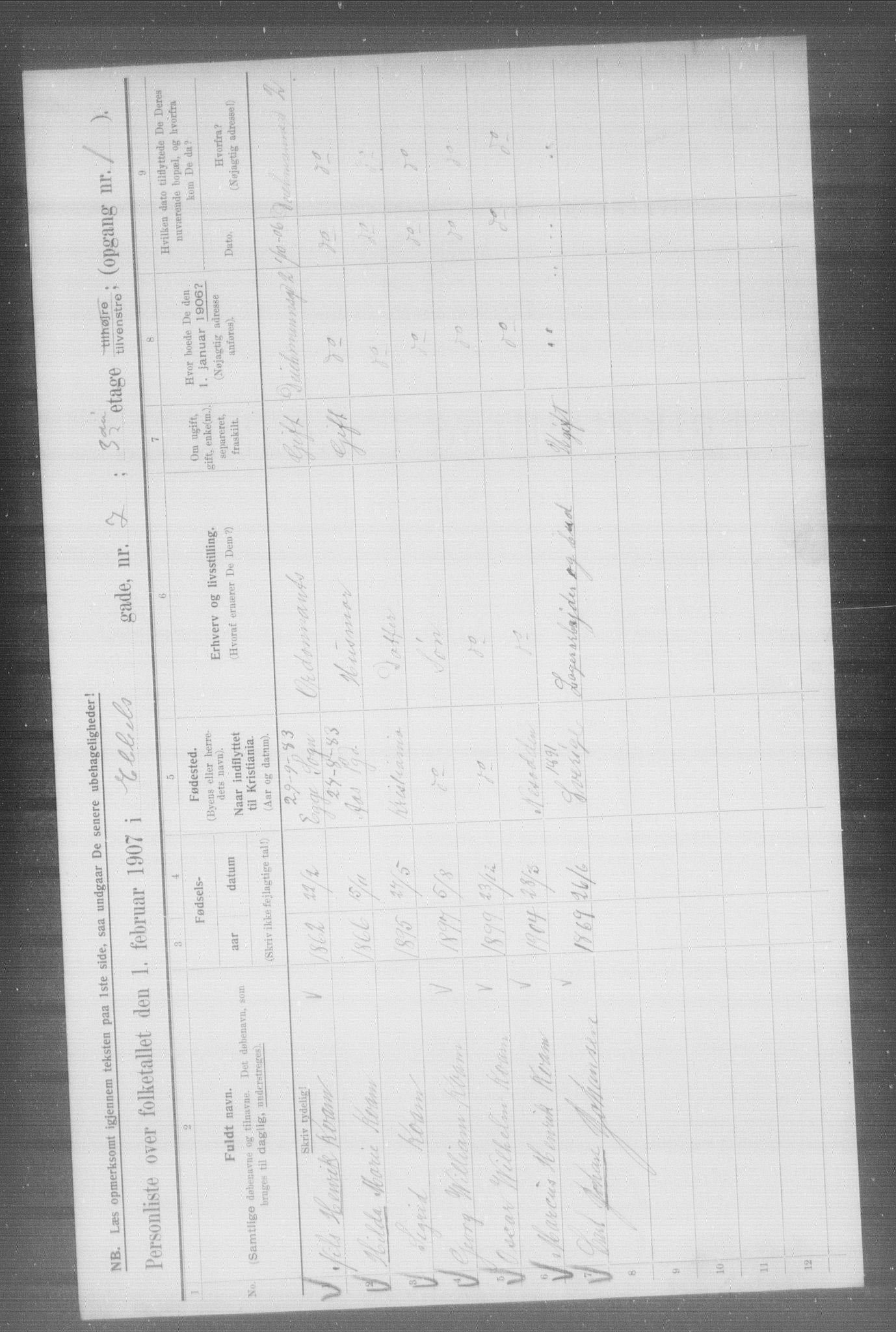 OBA, Municipal Census 1907 for Kristiania, 1907, p. 9258