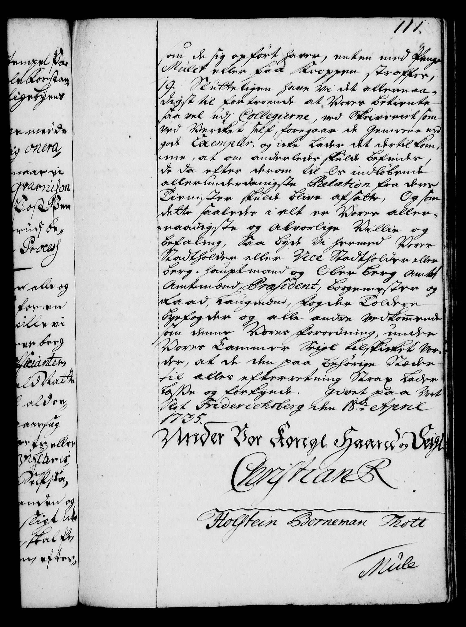 Rentekammeret, Kammerkanselliet, AV/RA-EA-3111/G/Gg/Gga/L0004: Norsk ekspedisjonsprotokoll med register (merket RK 53.4), 1734-1741, p. 111