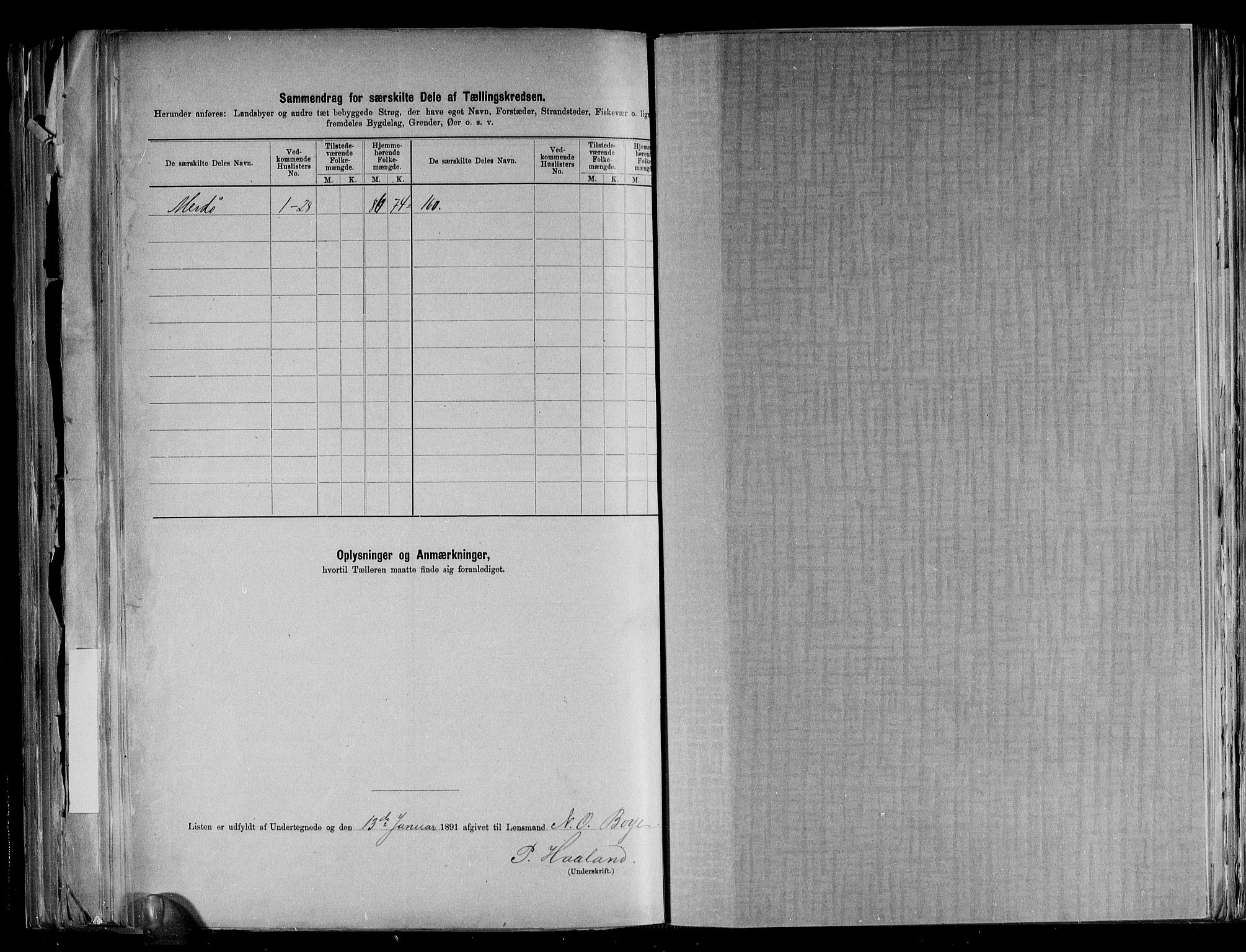 RA, 1891 census for 0921 Tromøy, 1891, p. 20