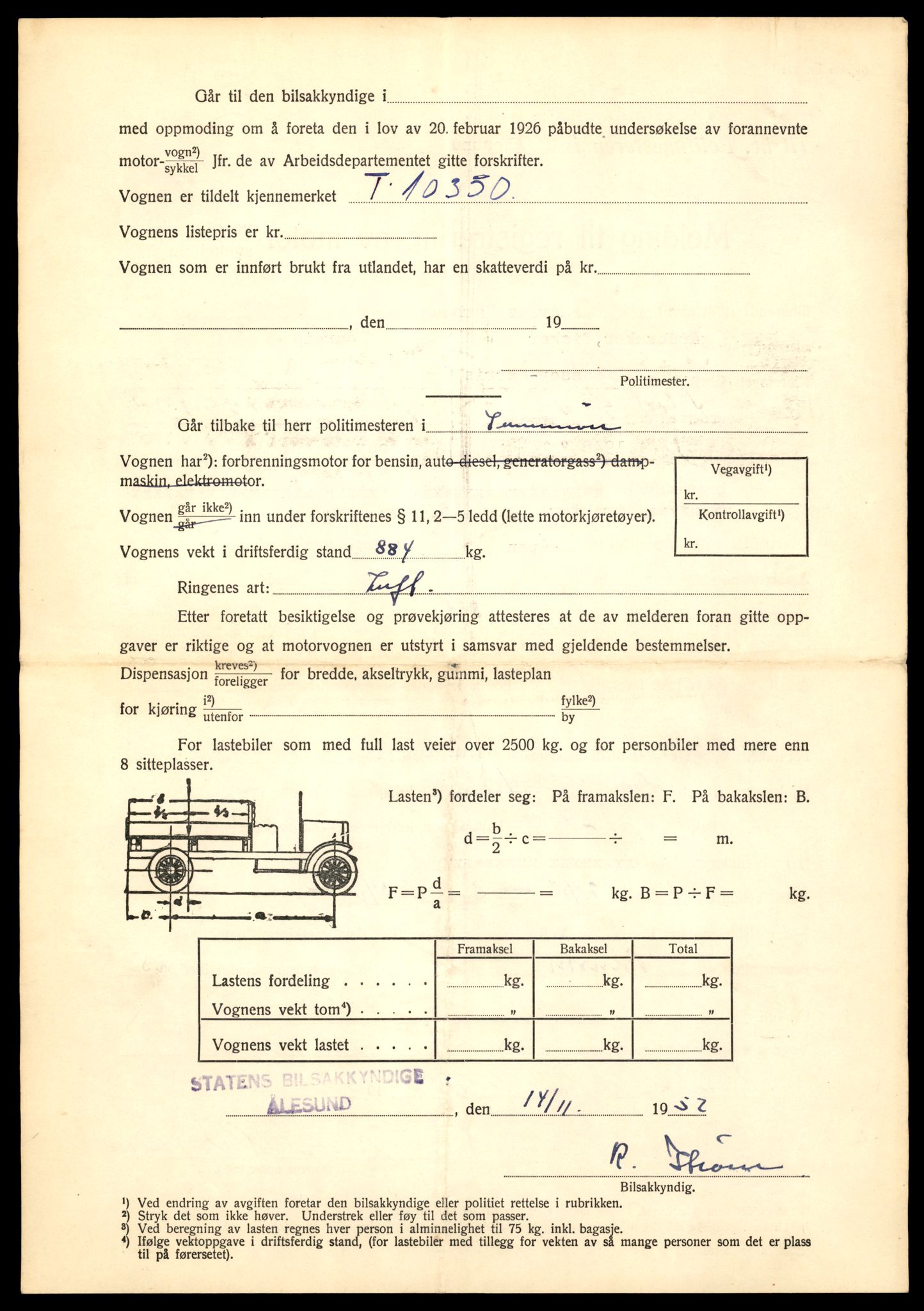 Møre og Romsdal vegkontor - Ålesund trafikkstasjon, SAT/A-4099/F/Fe/L0019: Registreringskort for kjøretøy T 10228 - T 10350, 1927-1998, p. 3116