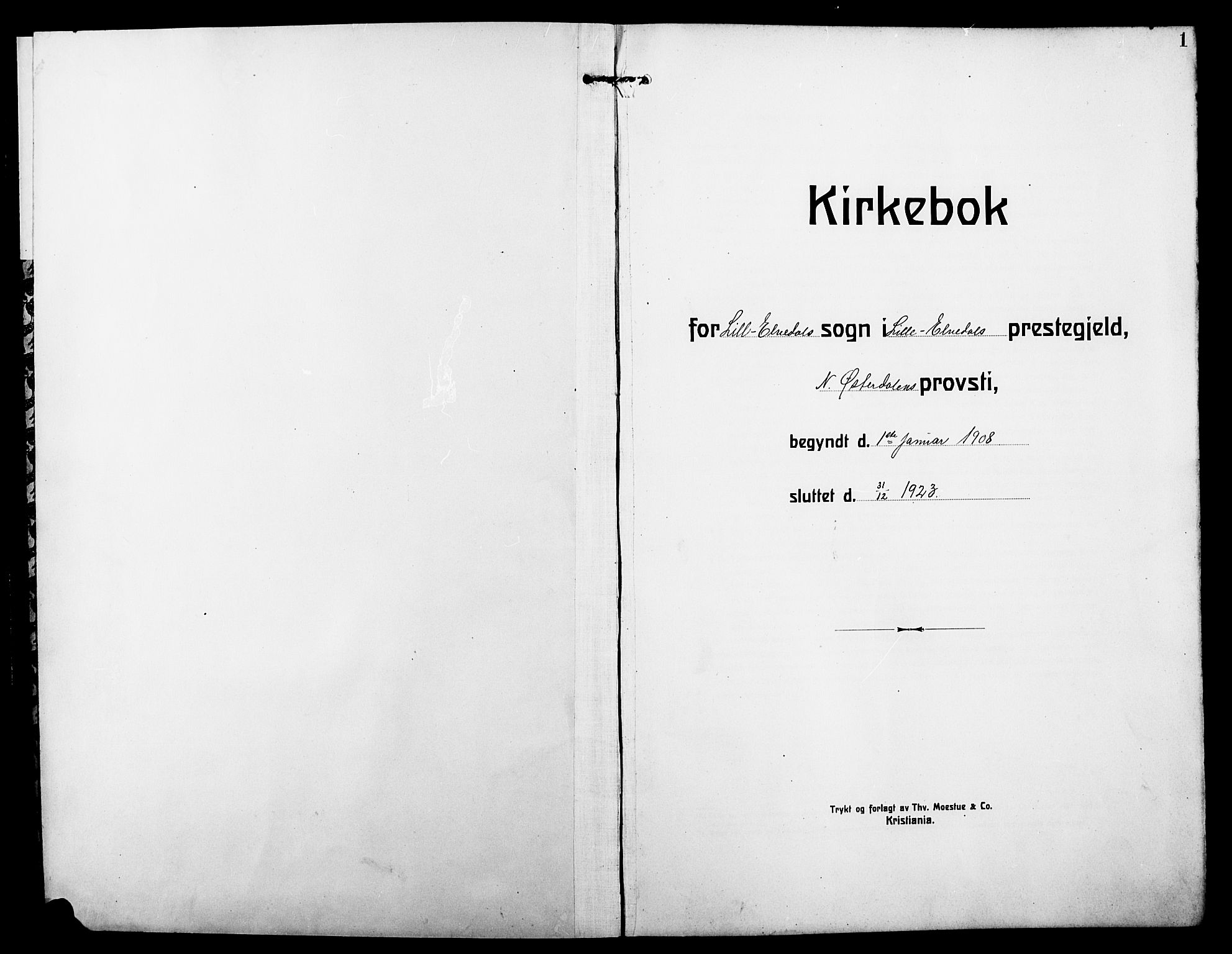 Alvdal prestekontor, SAH/PREST-060/H/Ha/Hab/L0005: Parish register (copy) no. 5, 1908-1923, p. 1