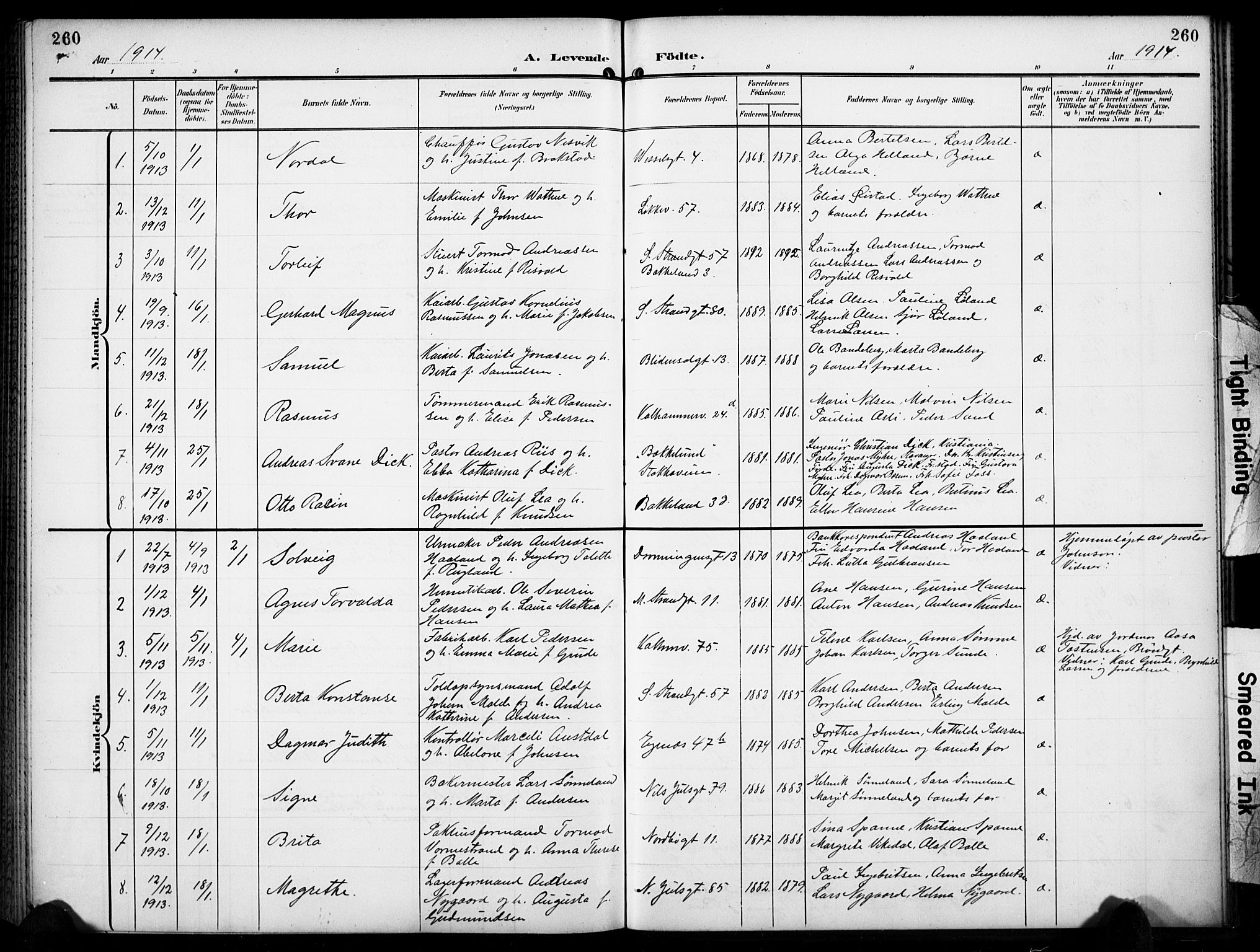 Domkirken sokneprestkontor, SAST/A-101812/001/30/30BB/L0018: Parish register (copy) no. B 18, 1903-1915, p. 260