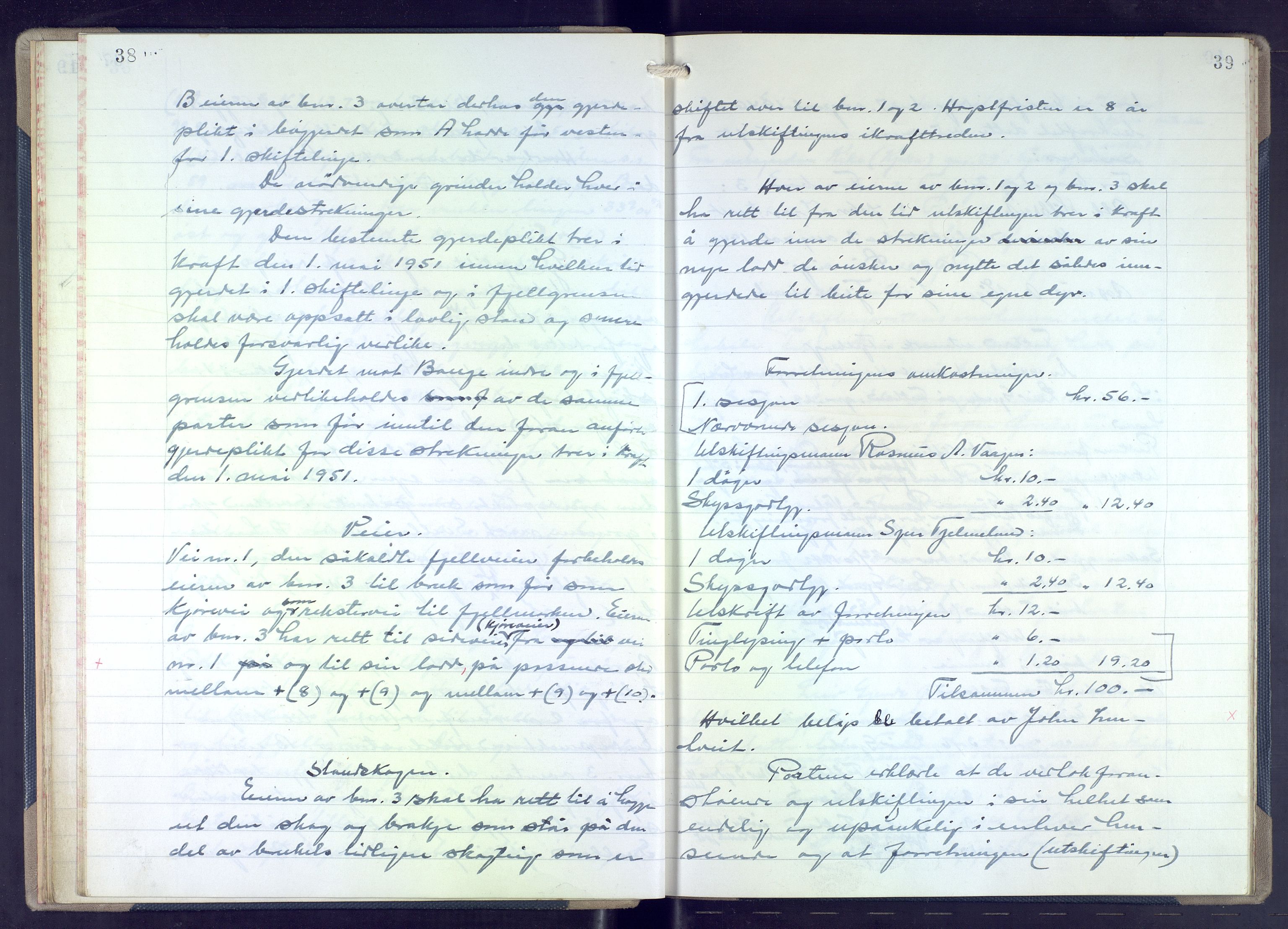 Hordaland jordskiftedøme - VII Indre Sunnhordland jordskiftedistrikt, AV/SAB-A-7401/A/Aa/L0021: Forhandlingsprotokoll, 1945-1953, p. 38-39