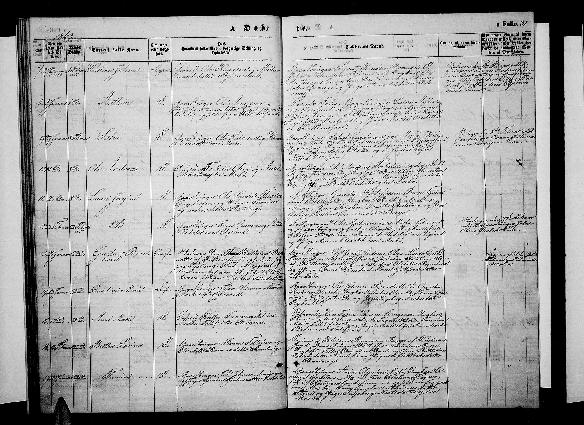 Oddernes sokneprestkontor, AV/SAK-1111-0033/F/Fb/Fba/L0006: Parish register (copy) no. B 6 /1, 1860-1869, p. 31