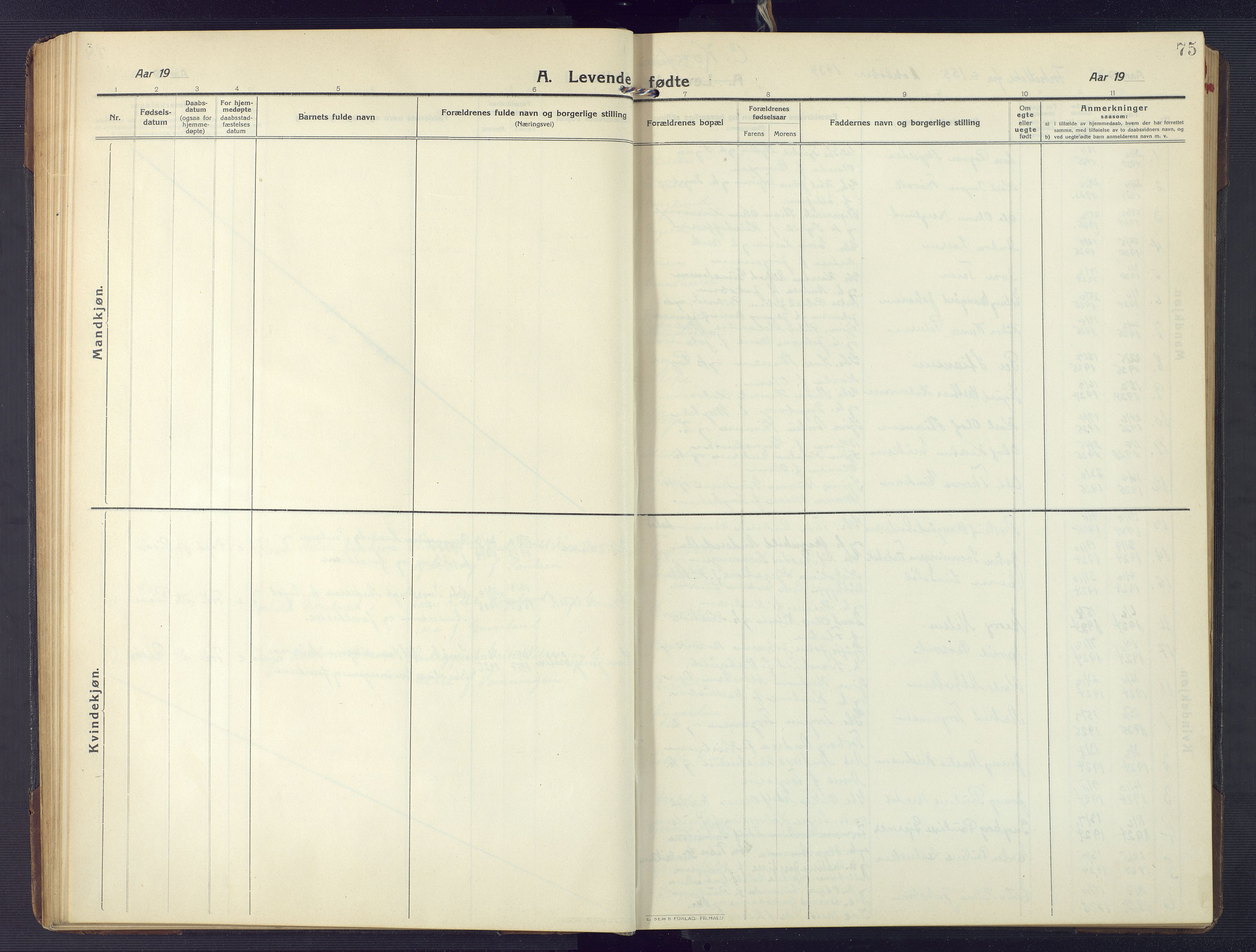 Søndeled sokneprestkontor, AV/SAK-1111-0038/F/Fb/L0006: Parish register (copy) no. B 7, 1912-1947, p. 75