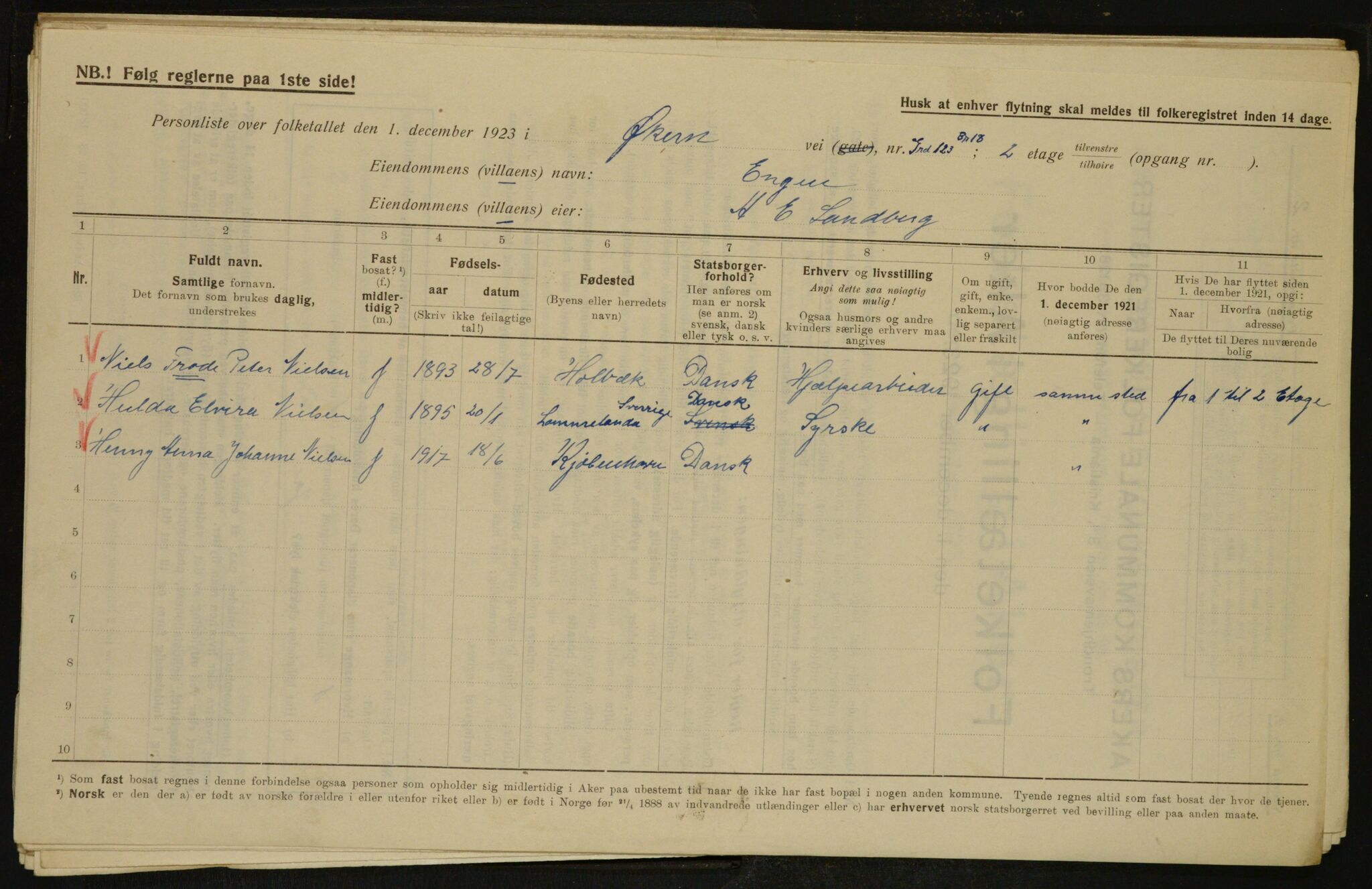 , Municipal Census 1923 for Aker, 1923, p. 35193