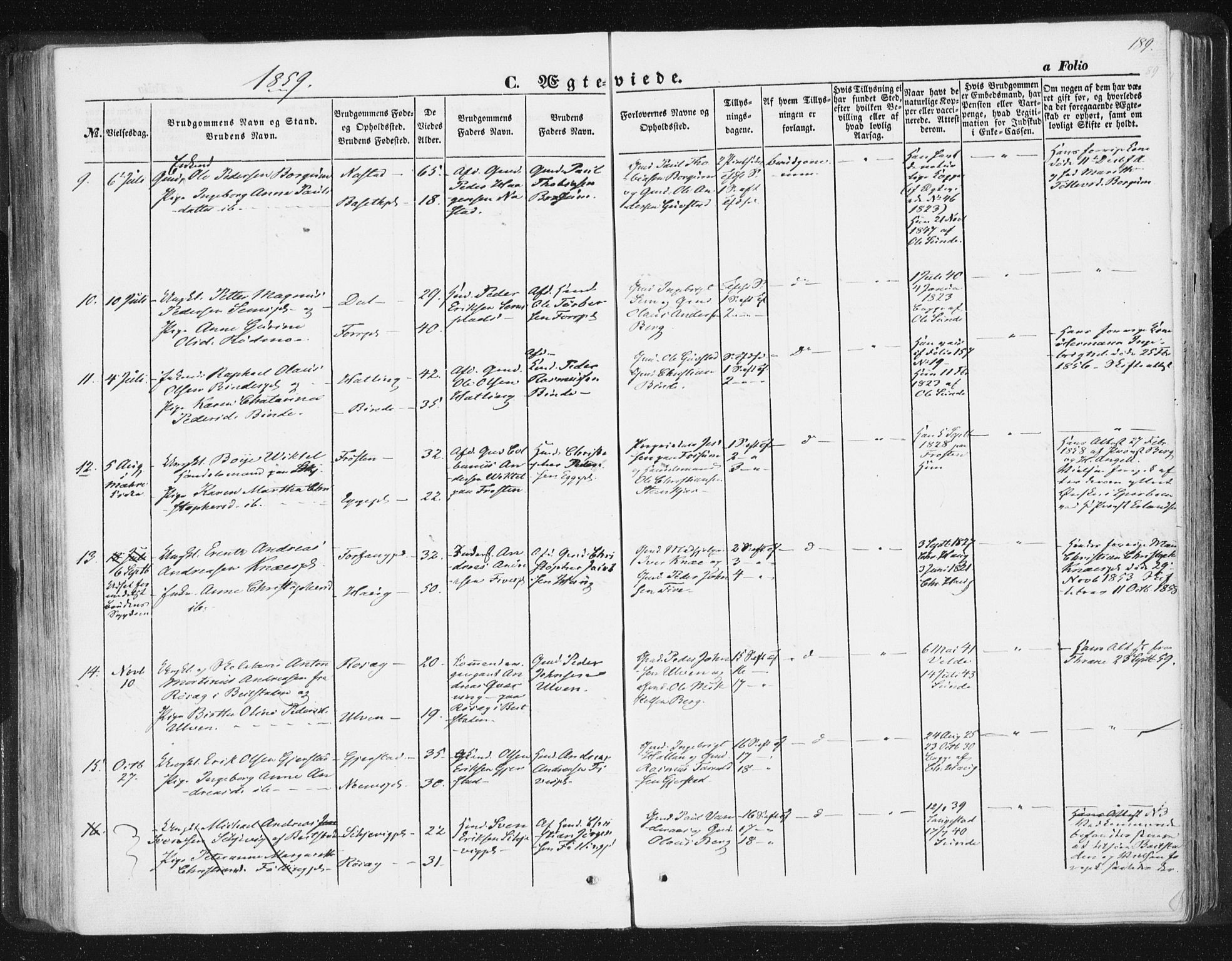 Ministerialprotokoller, klokkerbøker og fødselsregistre - Nord-Trøndelag, AV/SAT-A-1458/746/L0446: Parish register (official) no. 746A05, 1846-1859, p. 189