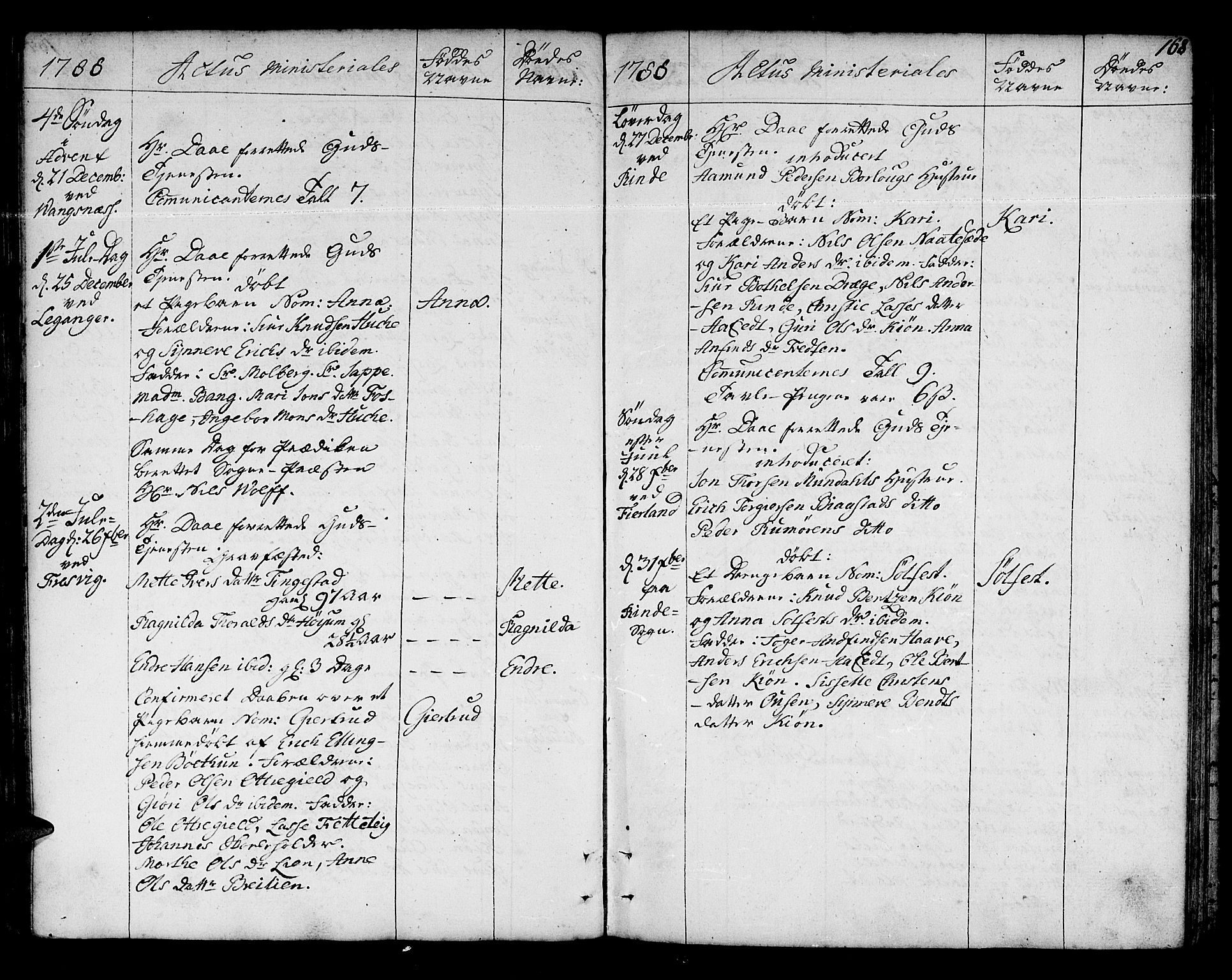 Leikanger sokneprestembete, AV/SAB-A-81001/H/Haa/Haaa/L0004: Parish register (official) no. A 4, 1770-1791, p. 168