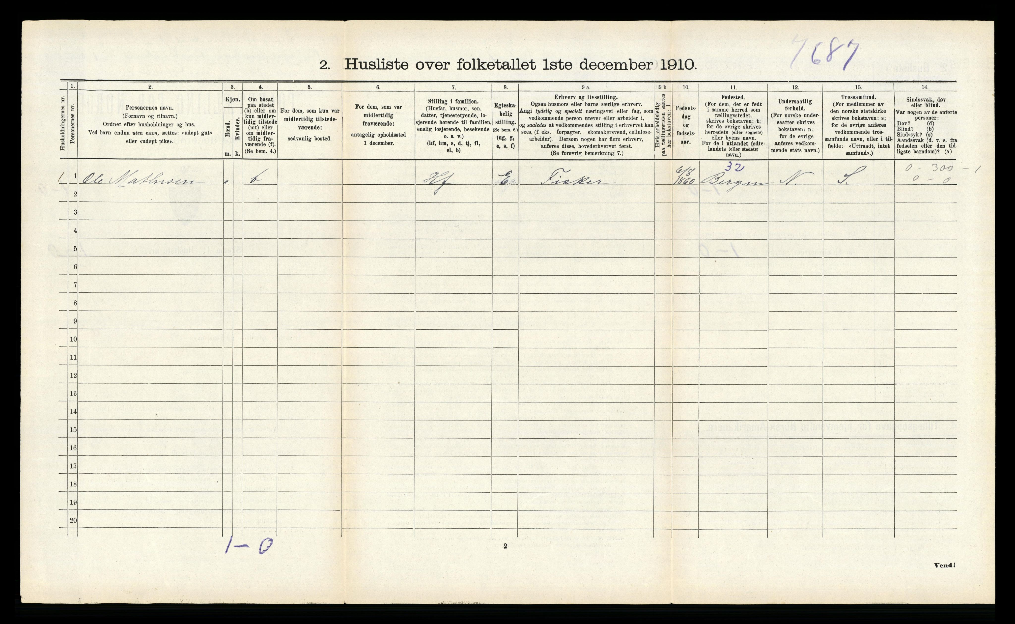 RA, 1910 census for Flakstad, 1910, p. 497