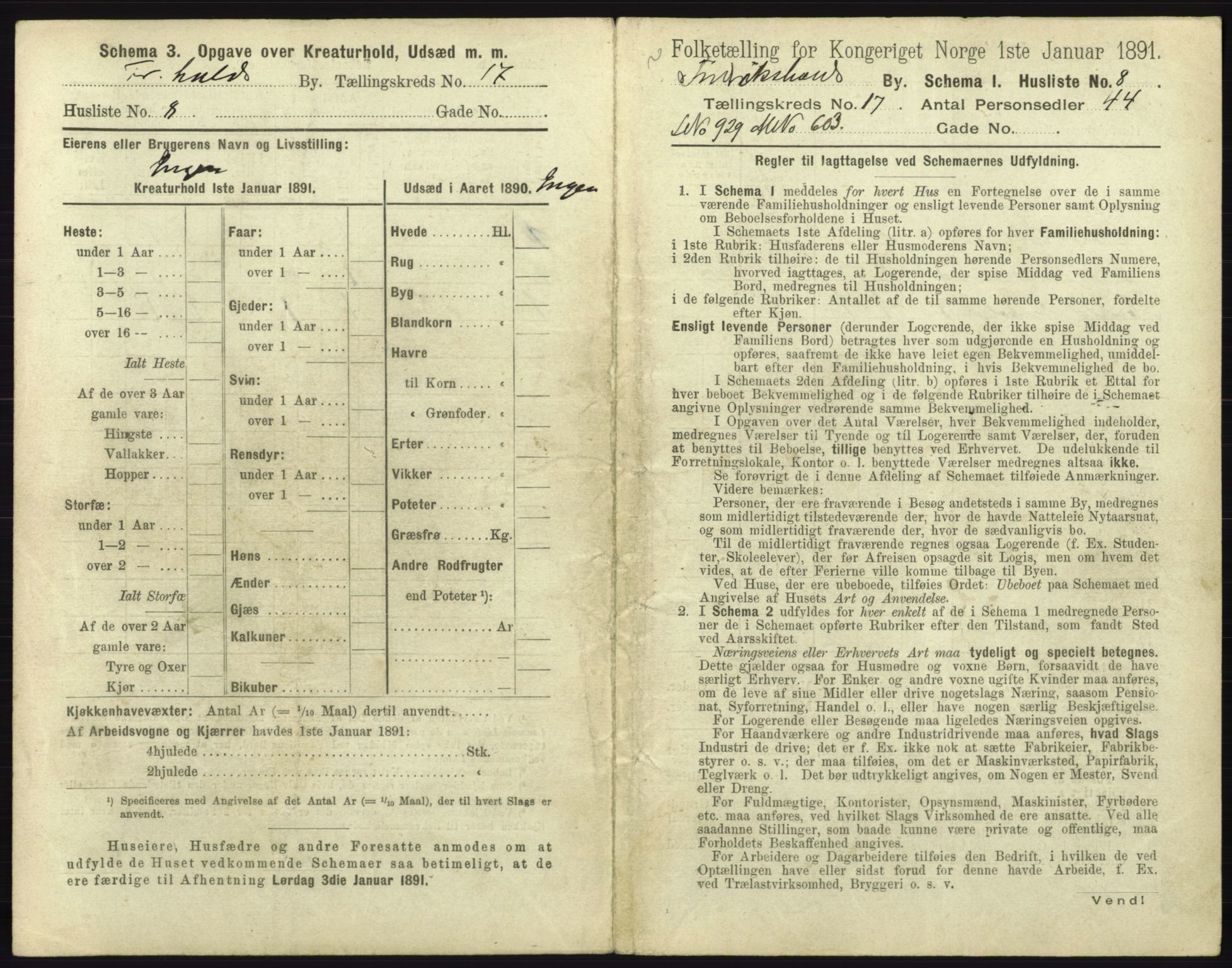 RA, 1891 census for 0101 Fredrikshald, 1891, p. 1546