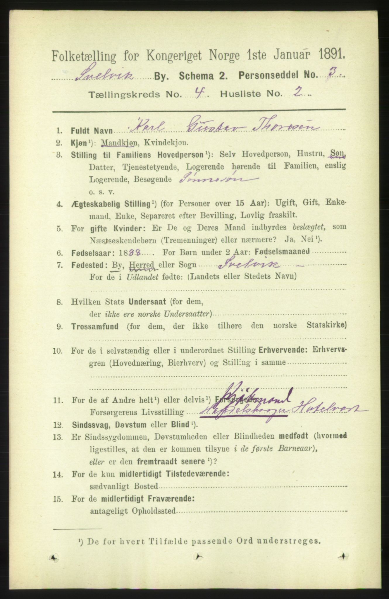 RA, 1891 census for 0701 Svelvik, 1891, p. 1612