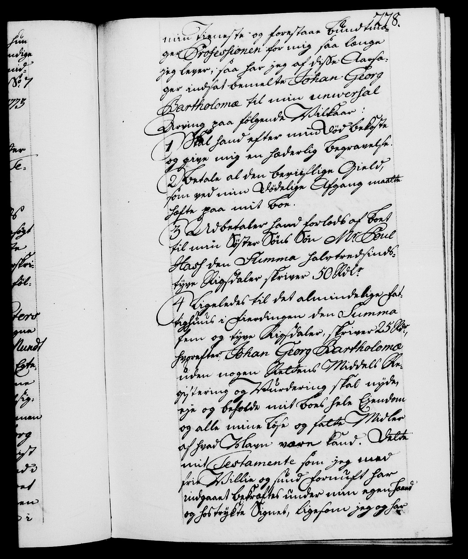 Danske Kanselli 1572-1799, RA/EA-3023/F/Fc/Fca/Fcaa/L0046: Norske registre, 1773-1775, p. 278a