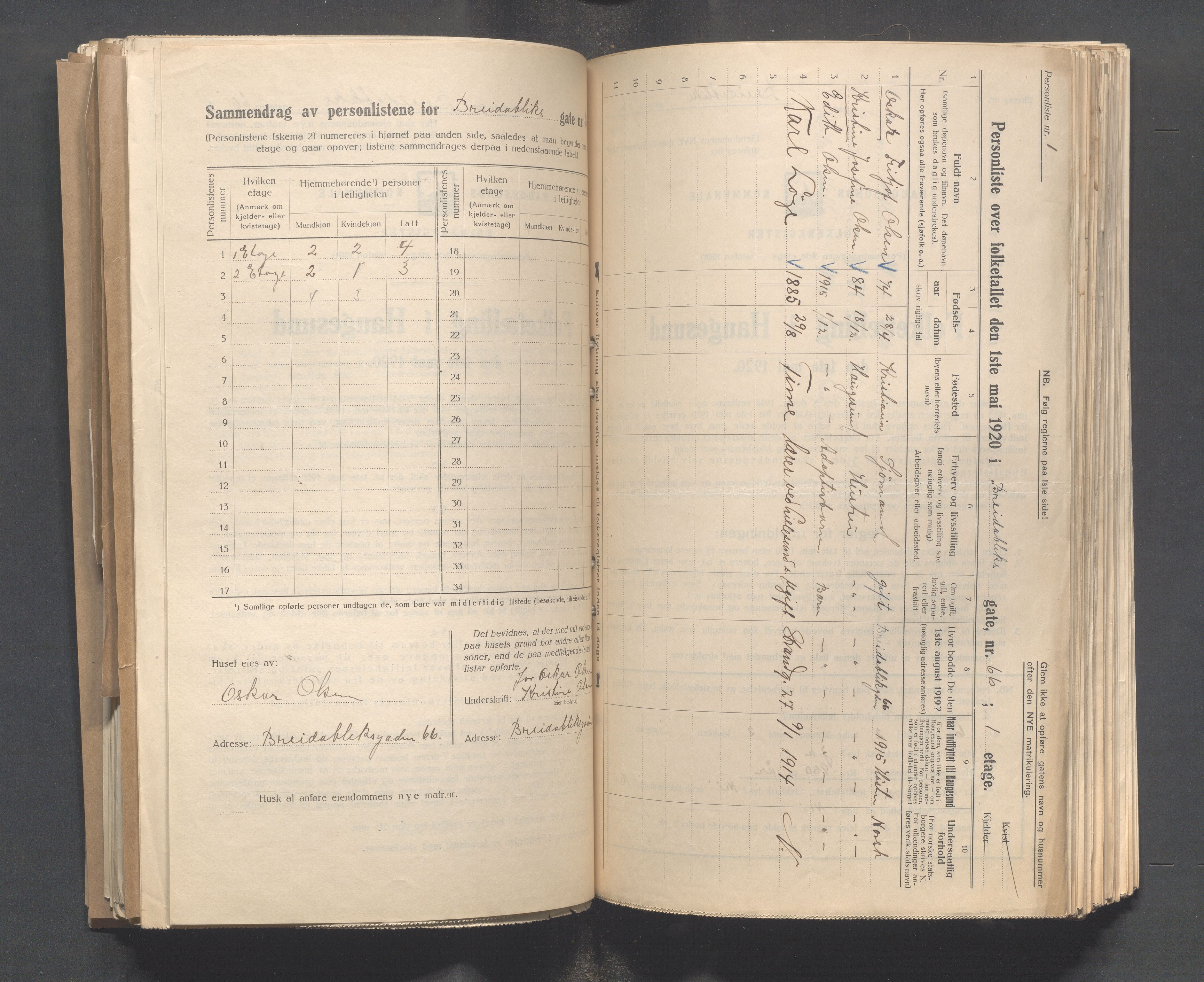 IKAR, Local census 1.5.1920 for Haugesund, 1920, p. 208