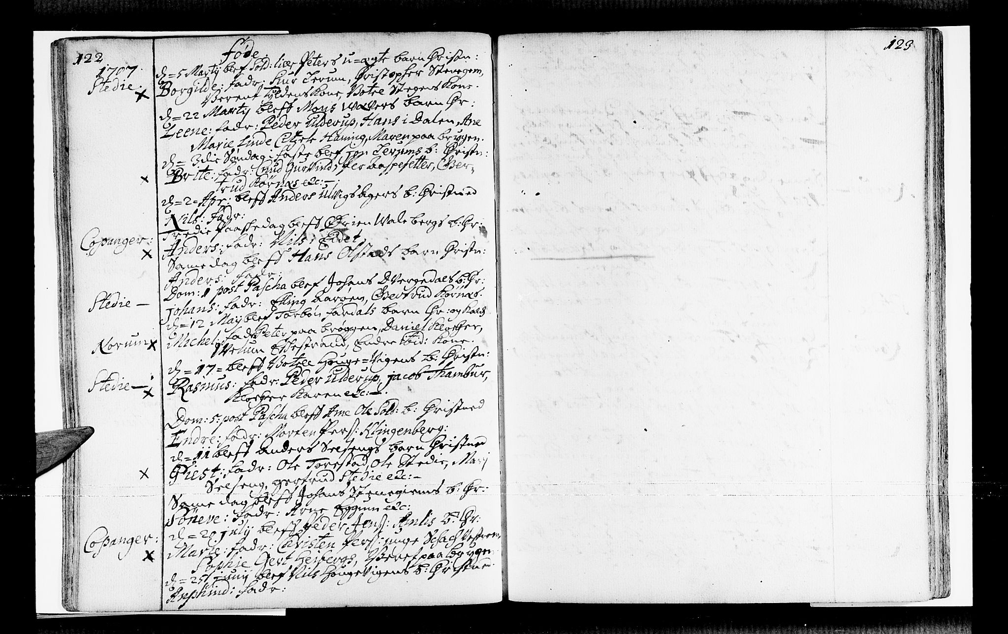 Sogndal sokneprestembete, AV/SAB-A-81301/H/Haa/Haaa/L0001: Parish register (official) no. A 1, 1689-1713, p. 122-123