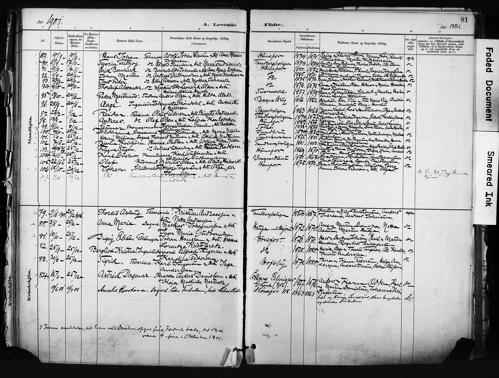 Hønefoss kirkebøker, AV/SAKO-A-609/F/Fa/L0002: Parish register (official) no. 2, 1887-1906, p. 81