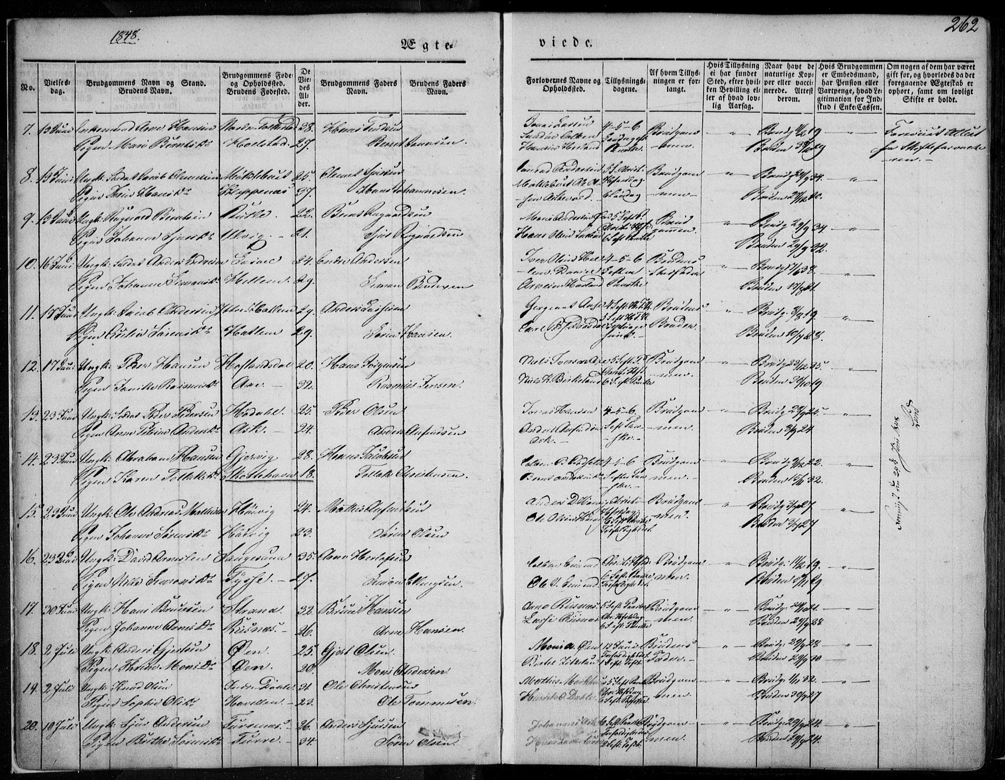 Askvoll sokneprestembete, AV/SAB-A-79501/H/Haa/Haaa/L0011/0002: Parish register (official) no. A 11 II, 1845-1878, p. 262