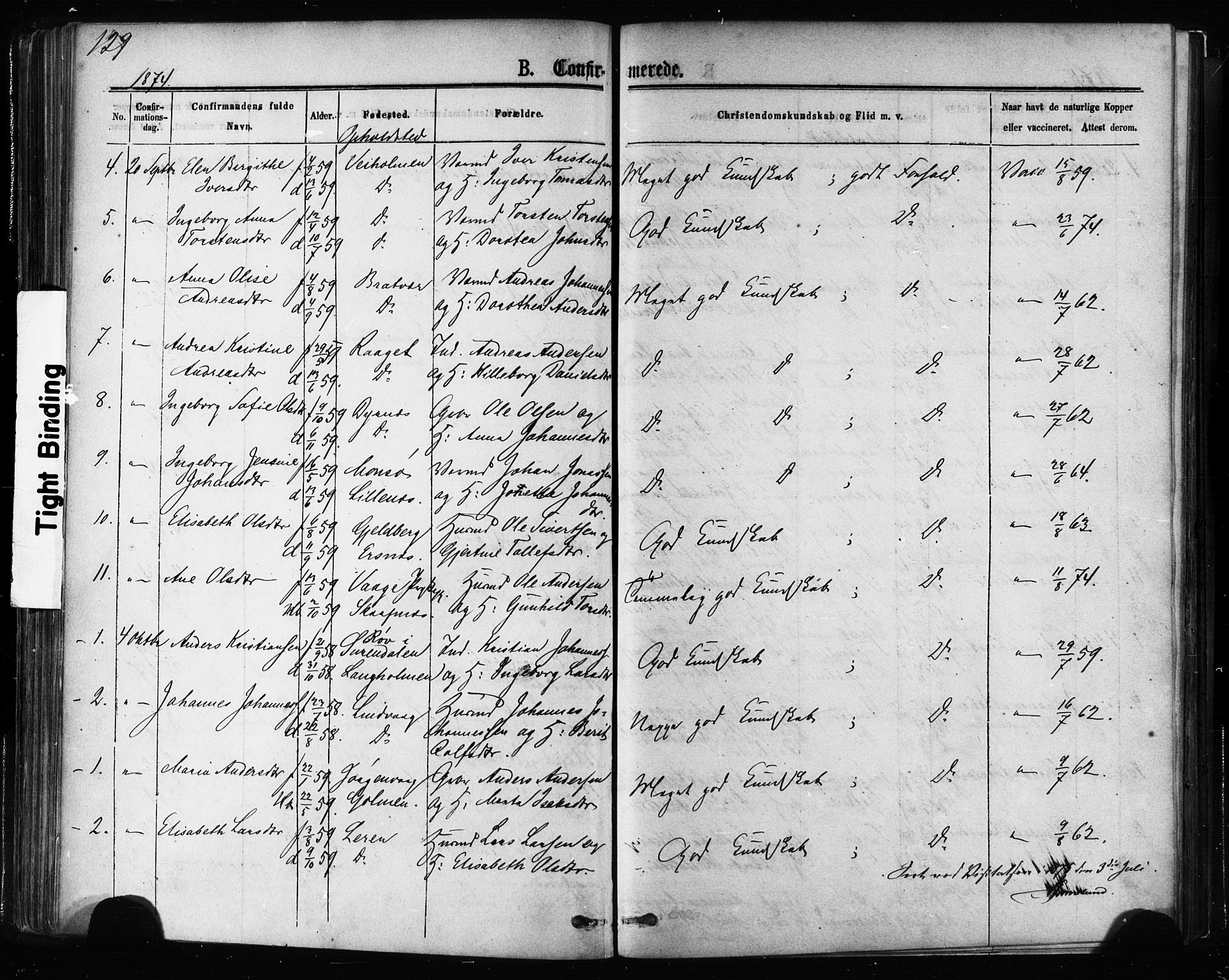 Ministerialprotokoller, klokkerbøker og fødselsregistre - Møre og Romsdal, AV/SAT-A-1454/581/L0938: Parish register (official) no. 581A06, 1873-1879, p. 129